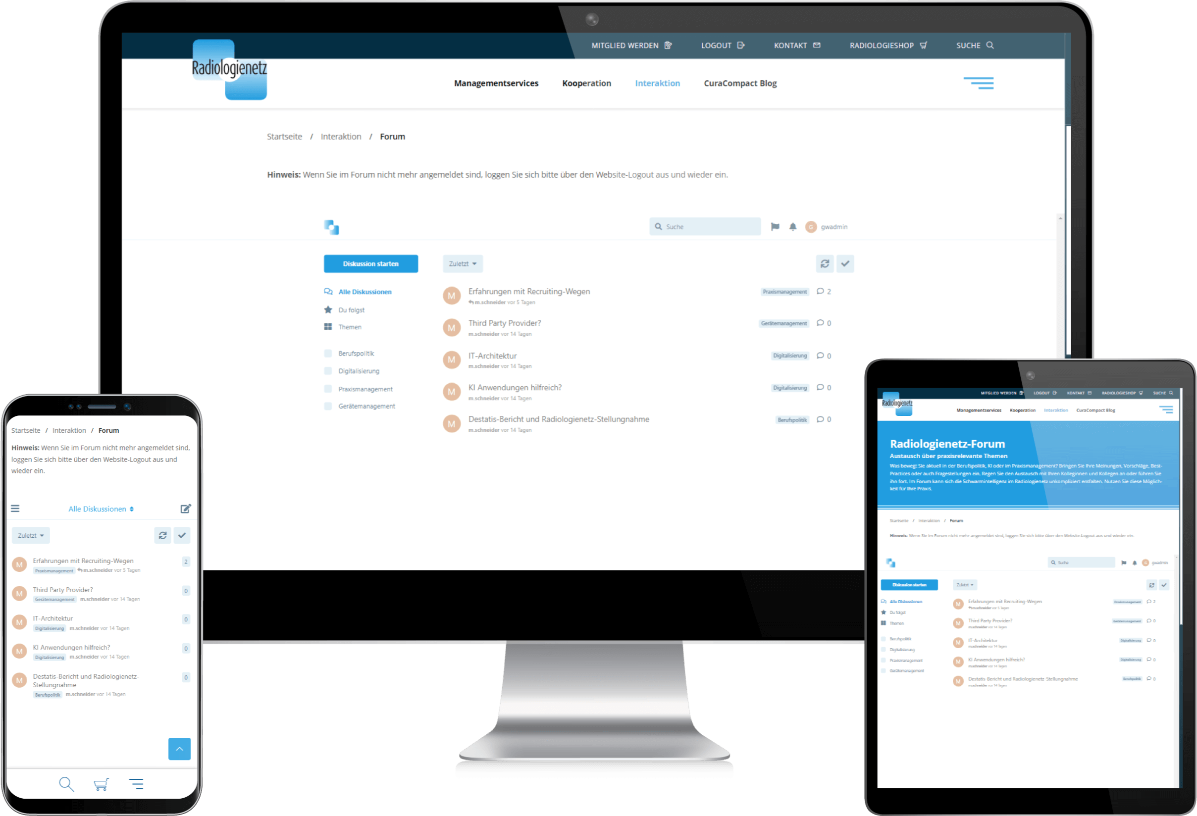 Forum Mockup Radiologienetzwerk-Website: Forum