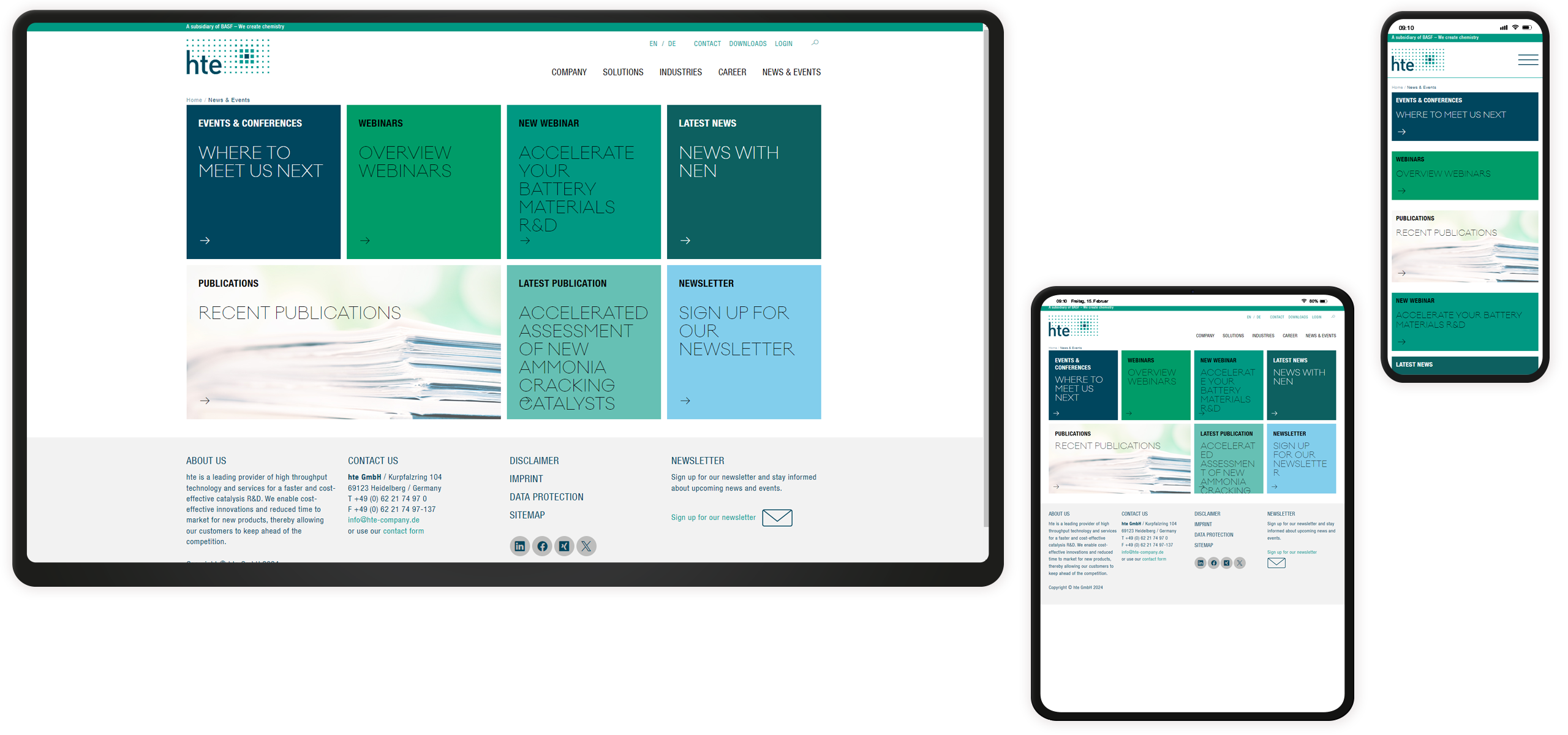 Mockup hte-Website: News-Seite