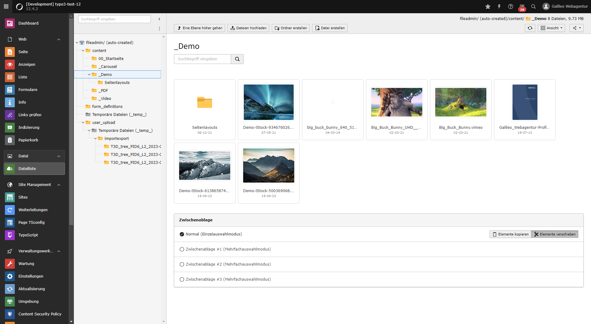 Dateiliste im TYPO3 12-Backend
