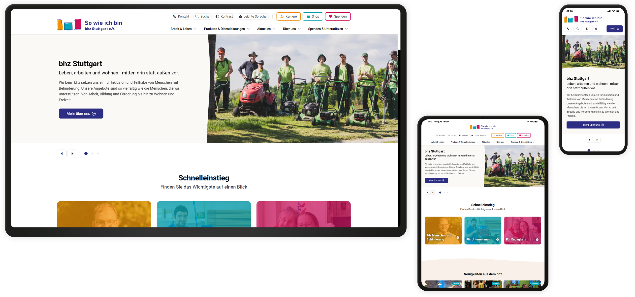 Mockup der bhz-Website: Startseite