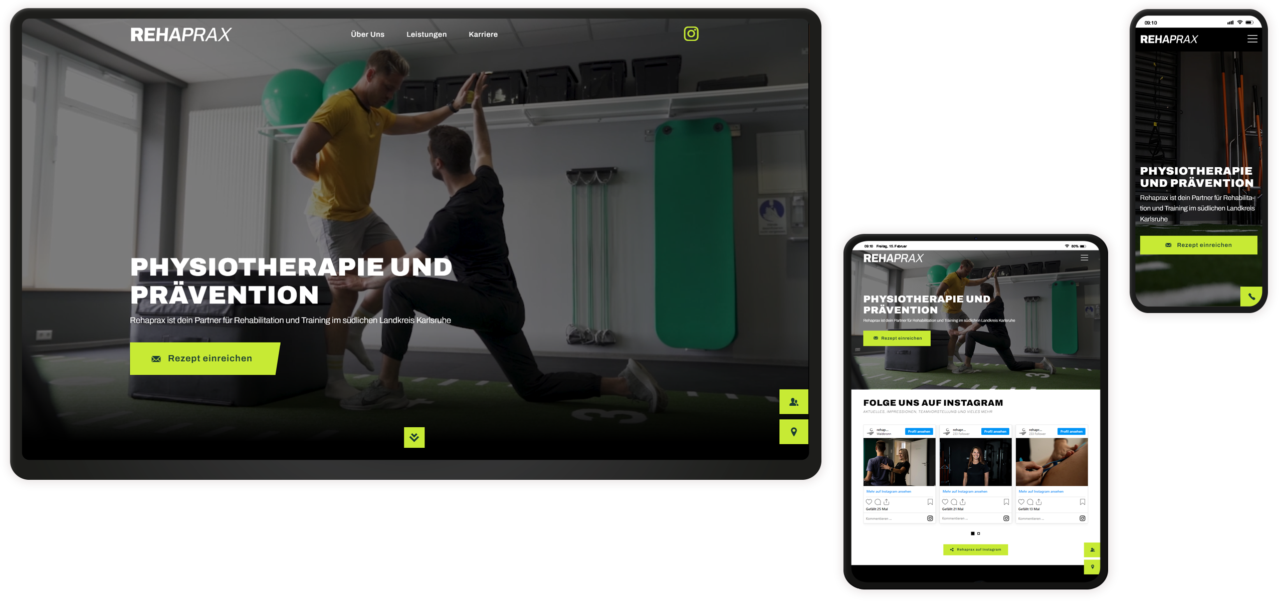 Rehaprax Mockup Startseite