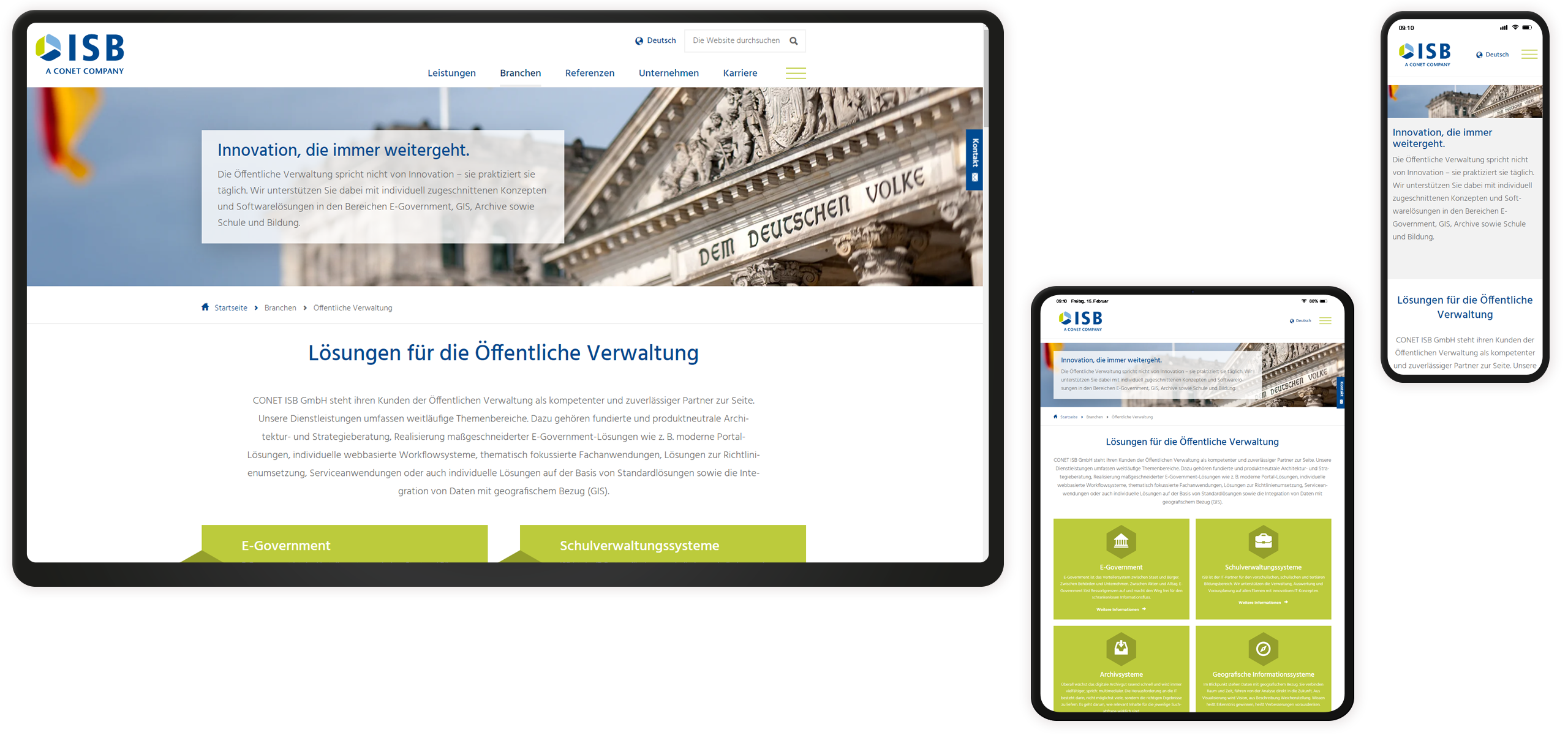 Mockup ISB-Website: Portalseite