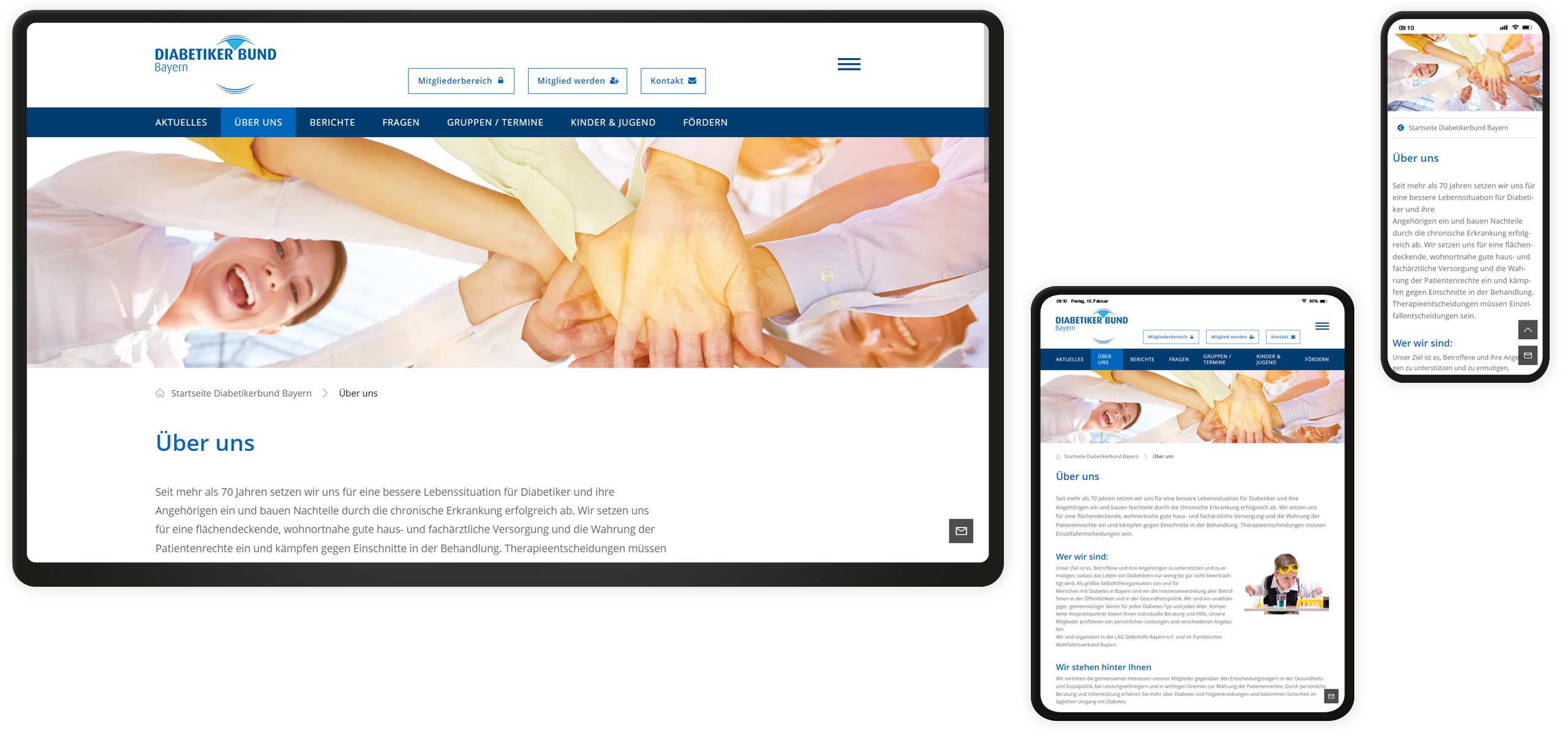 Über uns Mockup Diabetikerbund Bayern-Website: Über uns