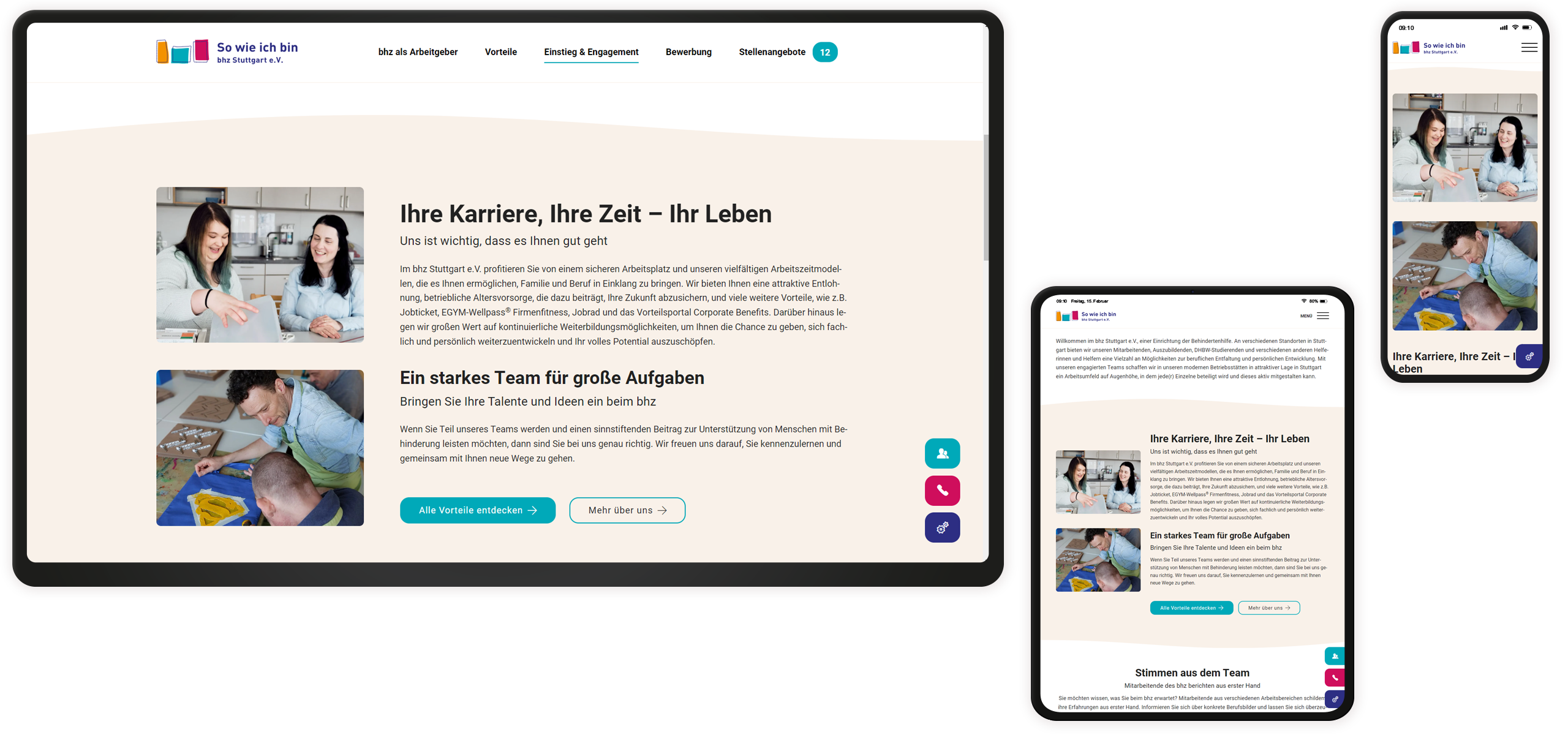 Mockup der Einstiegsbereiche beim bhz