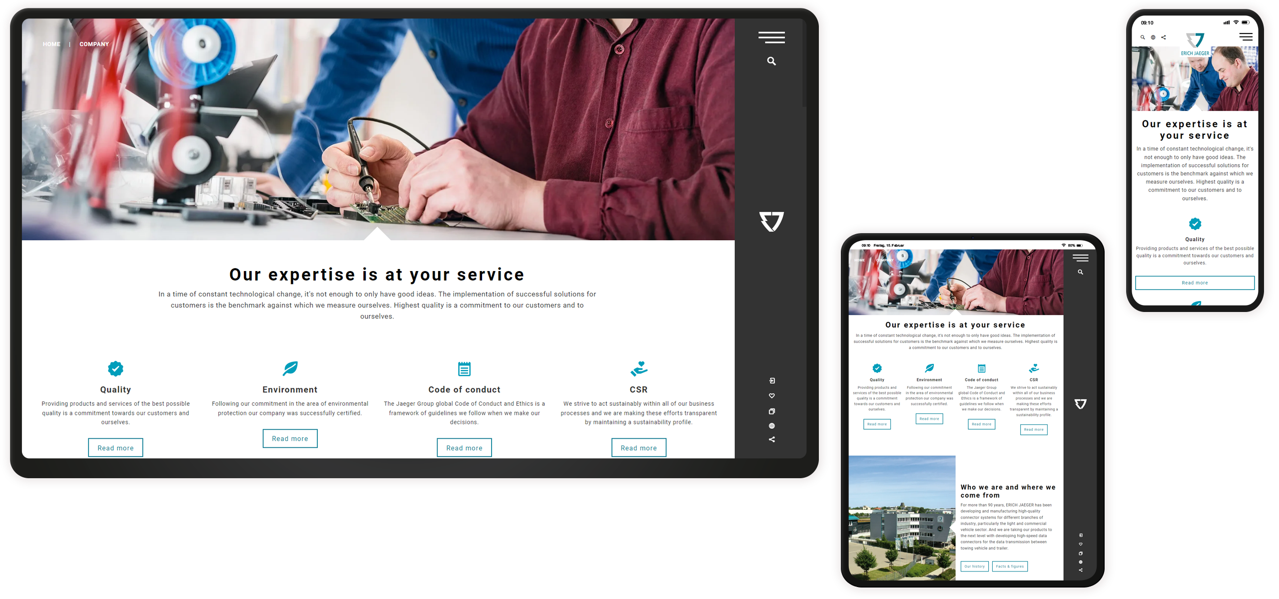 Mockup Erich Jaeger-Website: Company