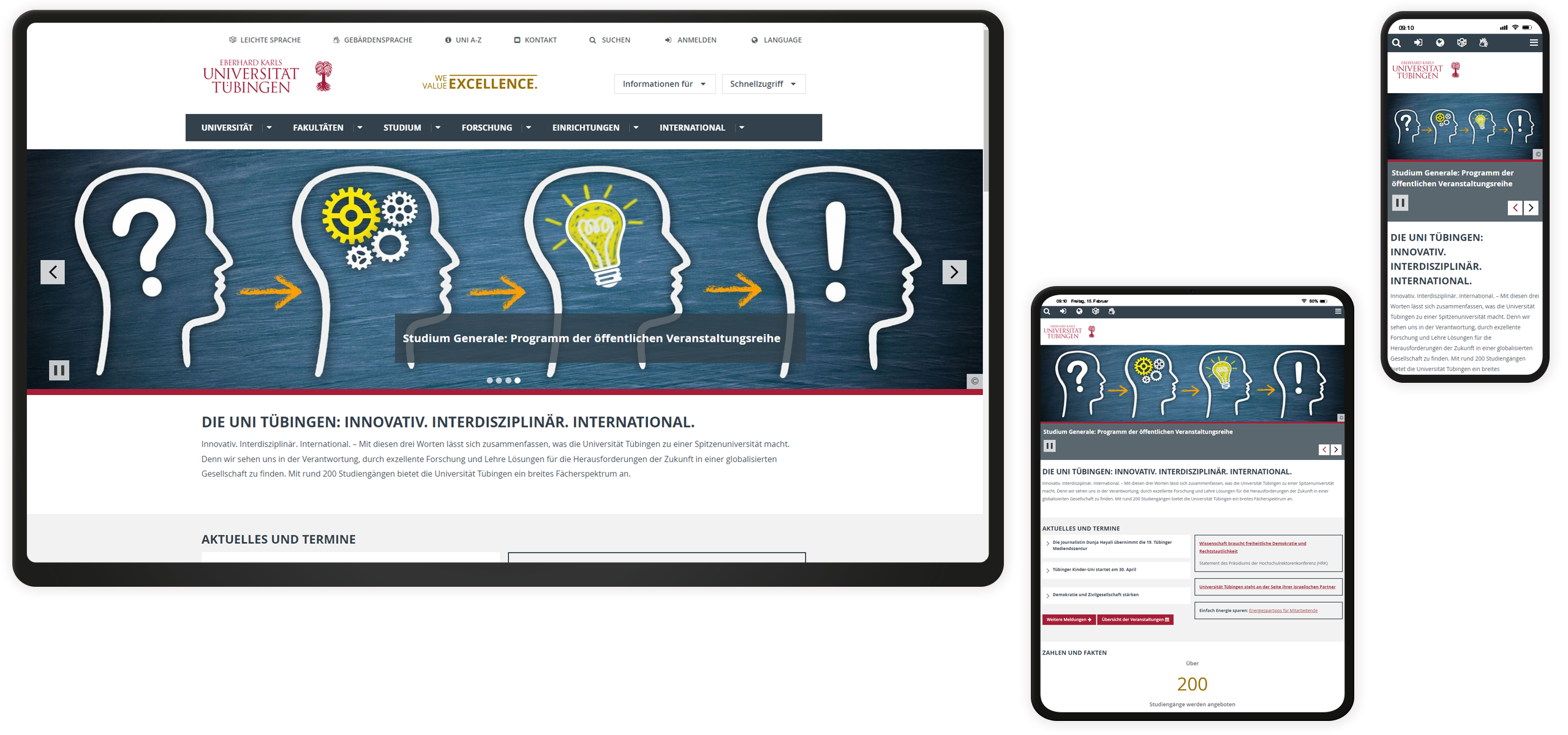 Startseite Universität Tübingen Mockup Startseite