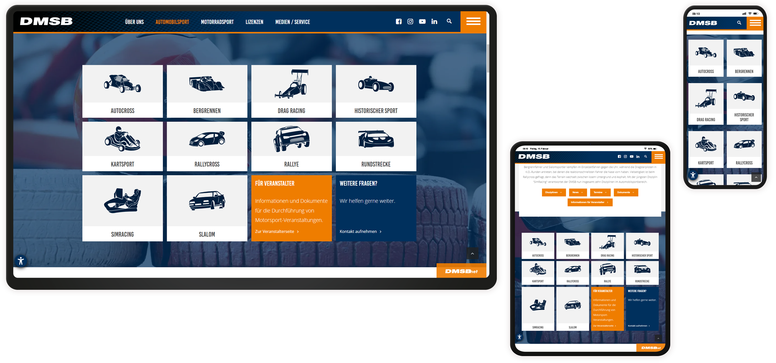 Mockup DMSB-Website: Kategoriewähler