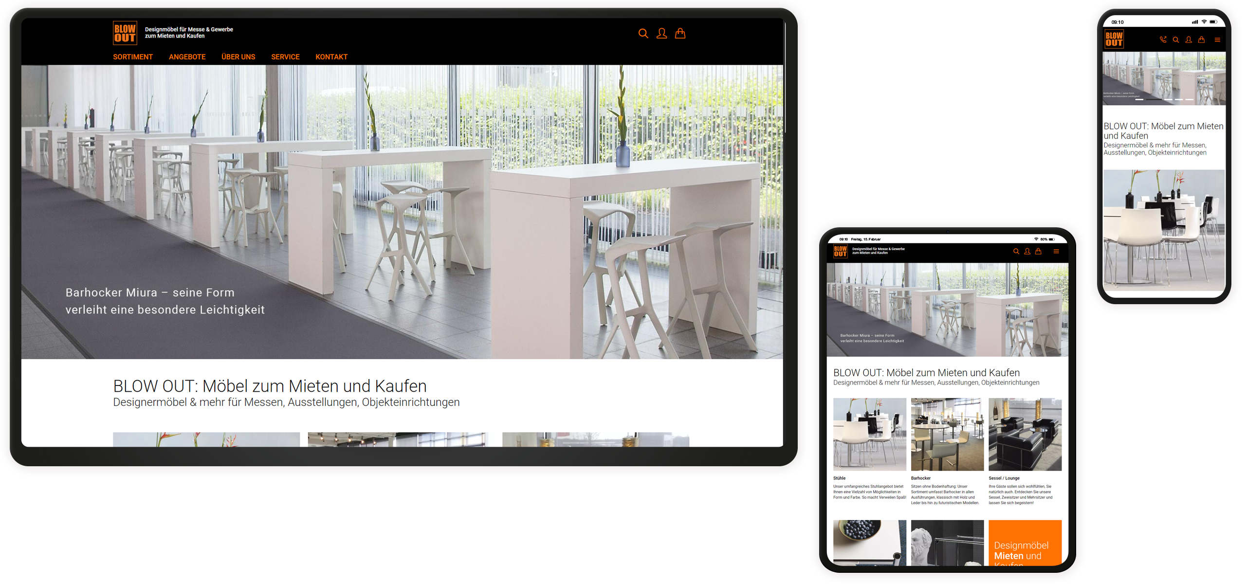Startseite Mockup Blow Out-Website: Startseite