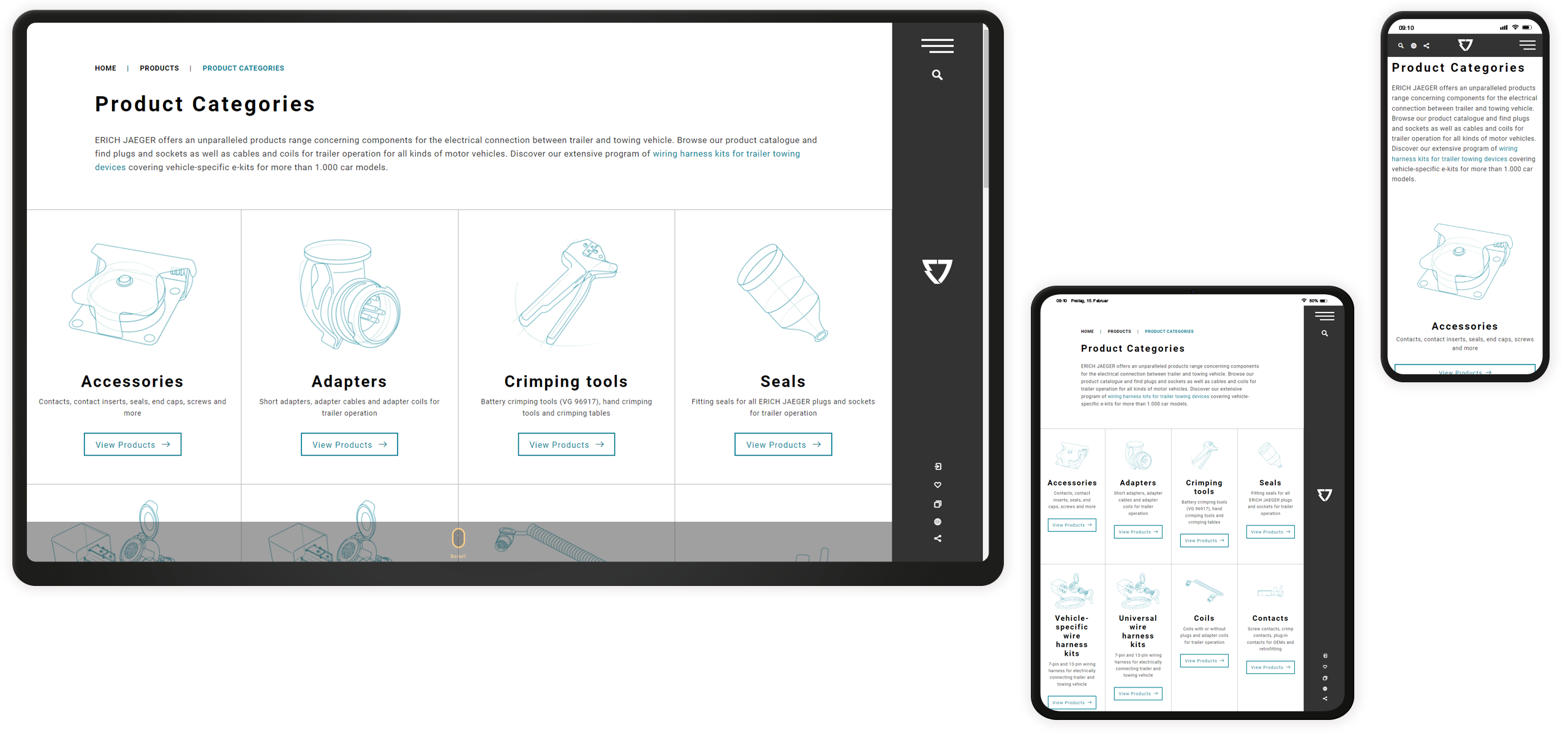 Mockup Erich Jaeger-Website: Product Categories