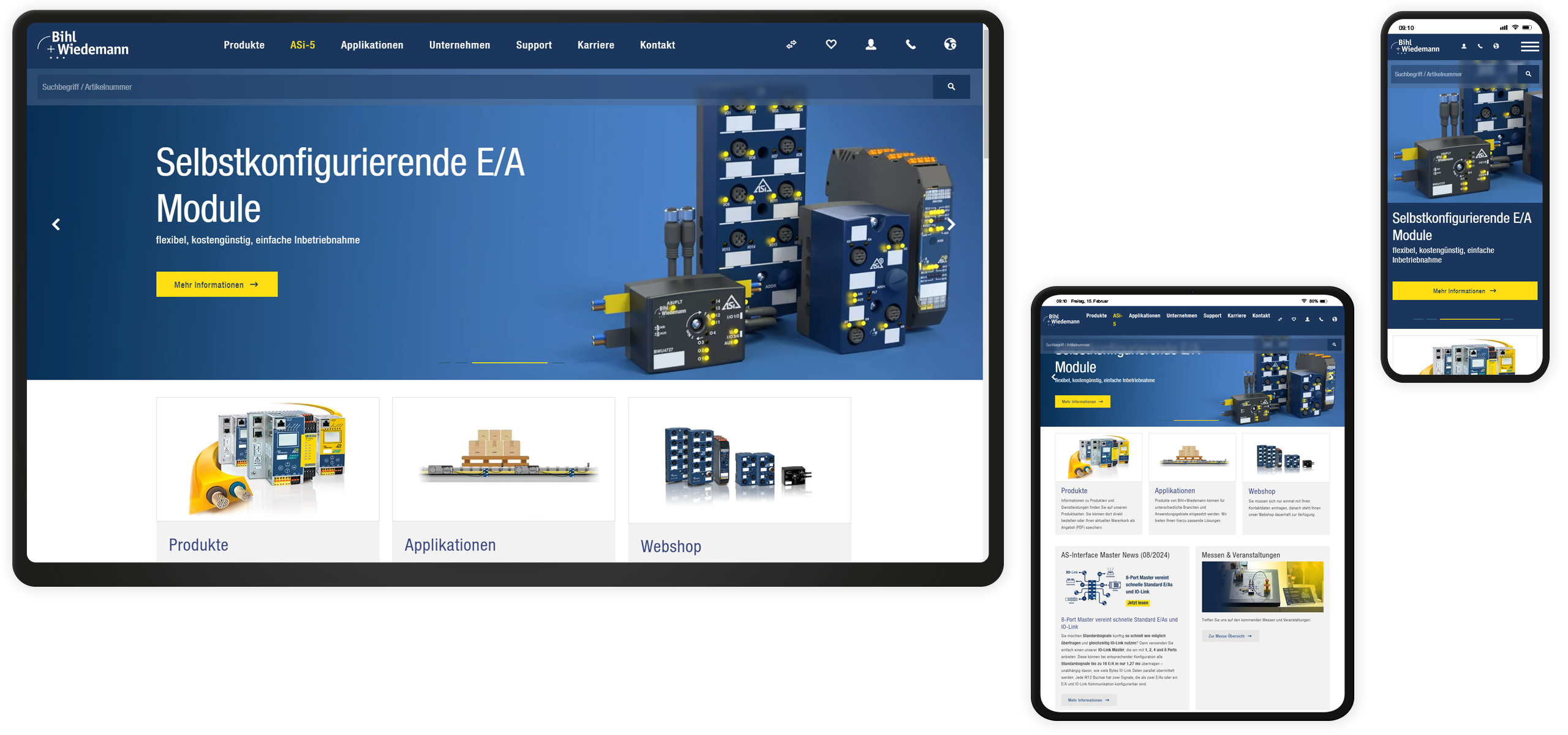 Mockup Bihl+Wiedemann-Website: Startseite