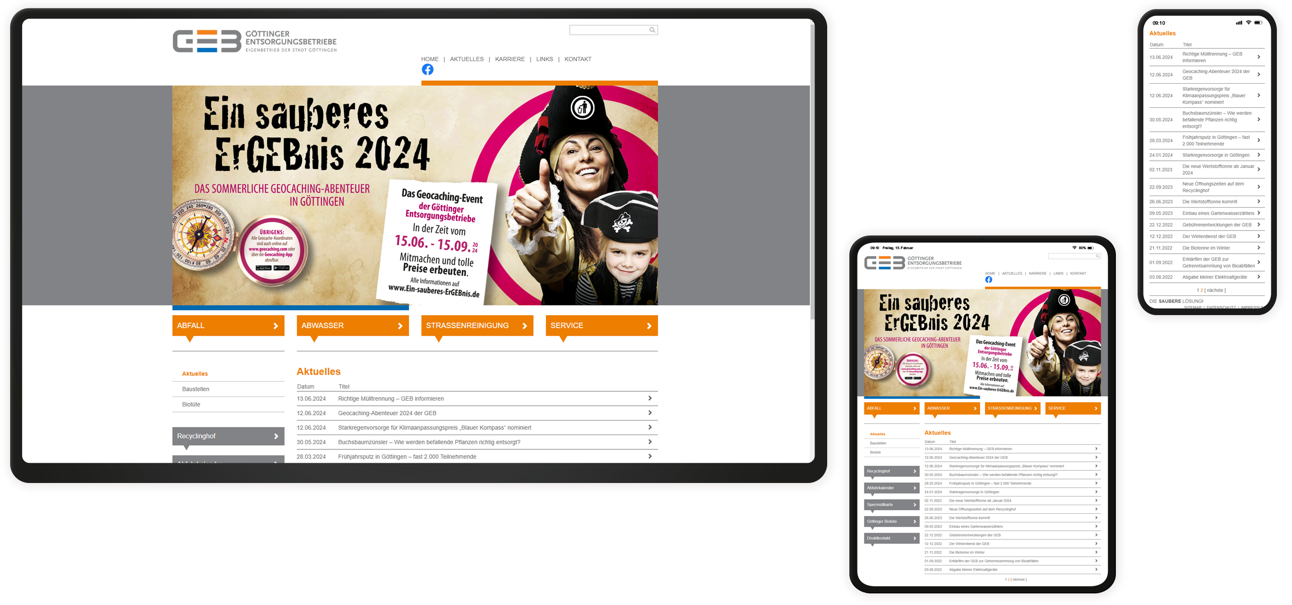 Aktuelles Mockup GEB-Website: Aktuelle Nachrichten