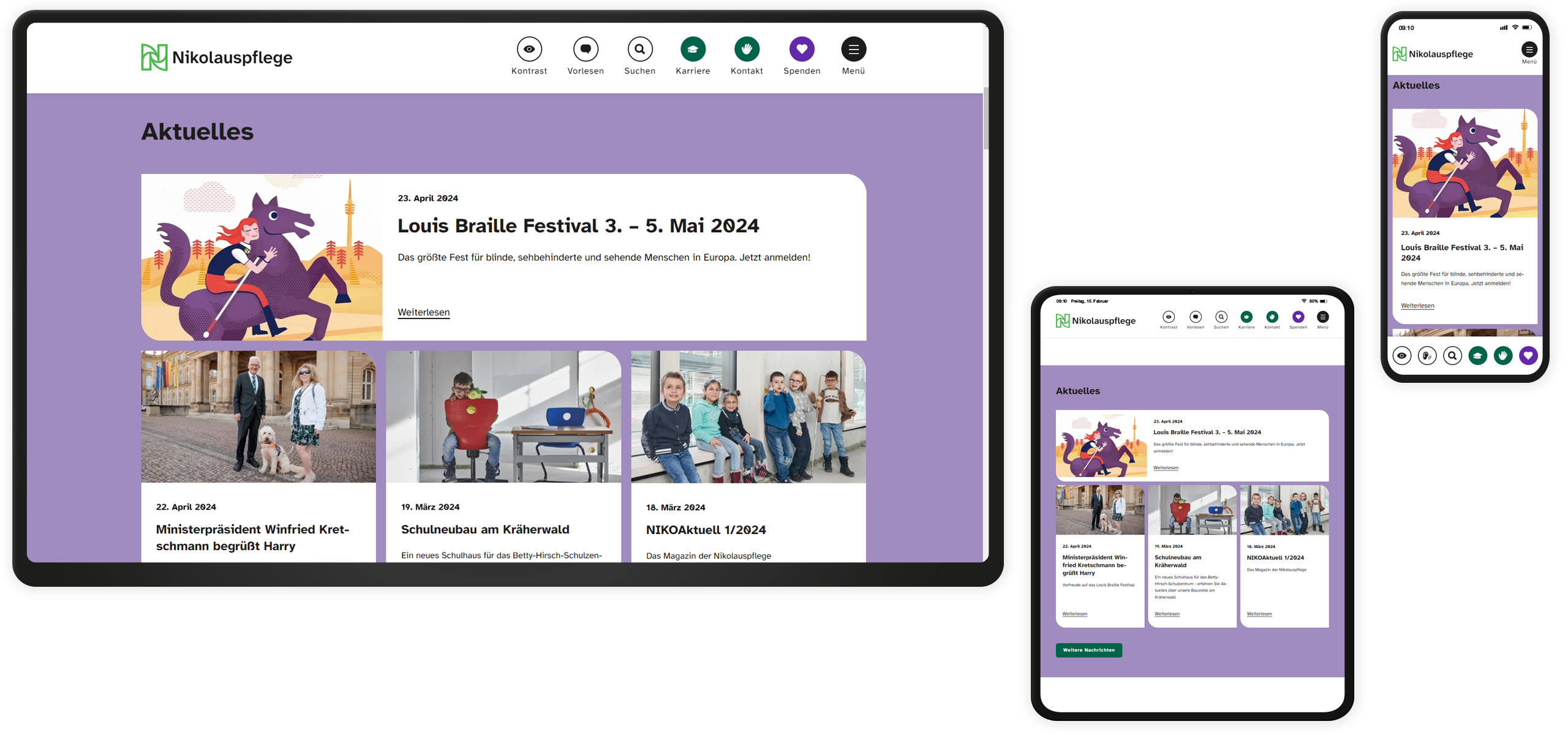 Aktuelles Mockup der News-Vorschau auf der Website der Nikolauspflege