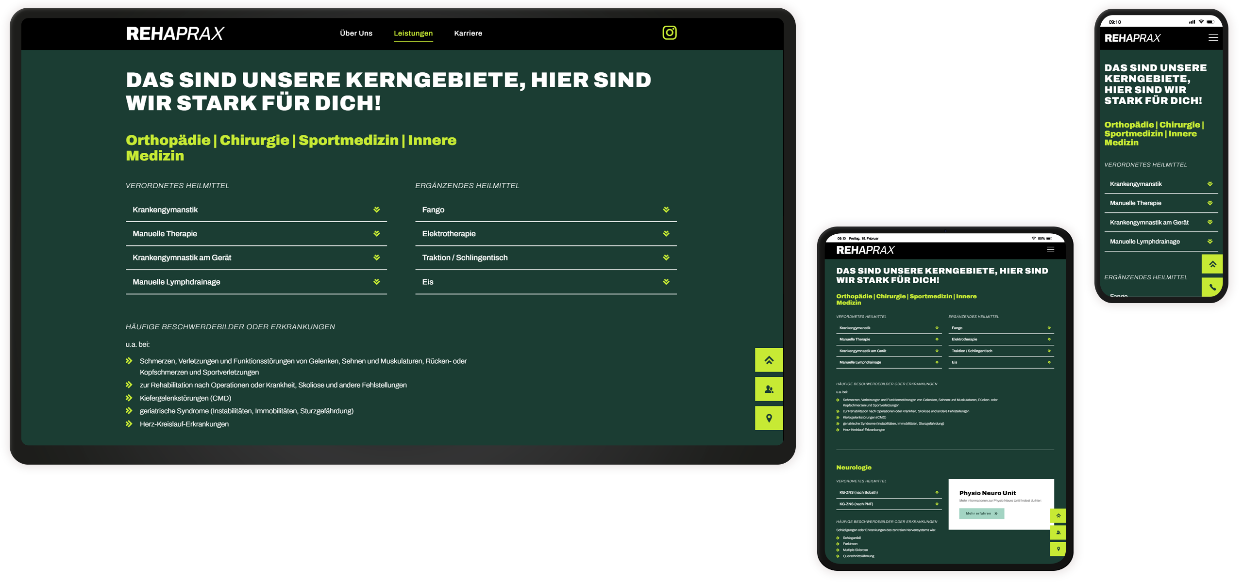 Rehaprax Mockup Leistungsangebot