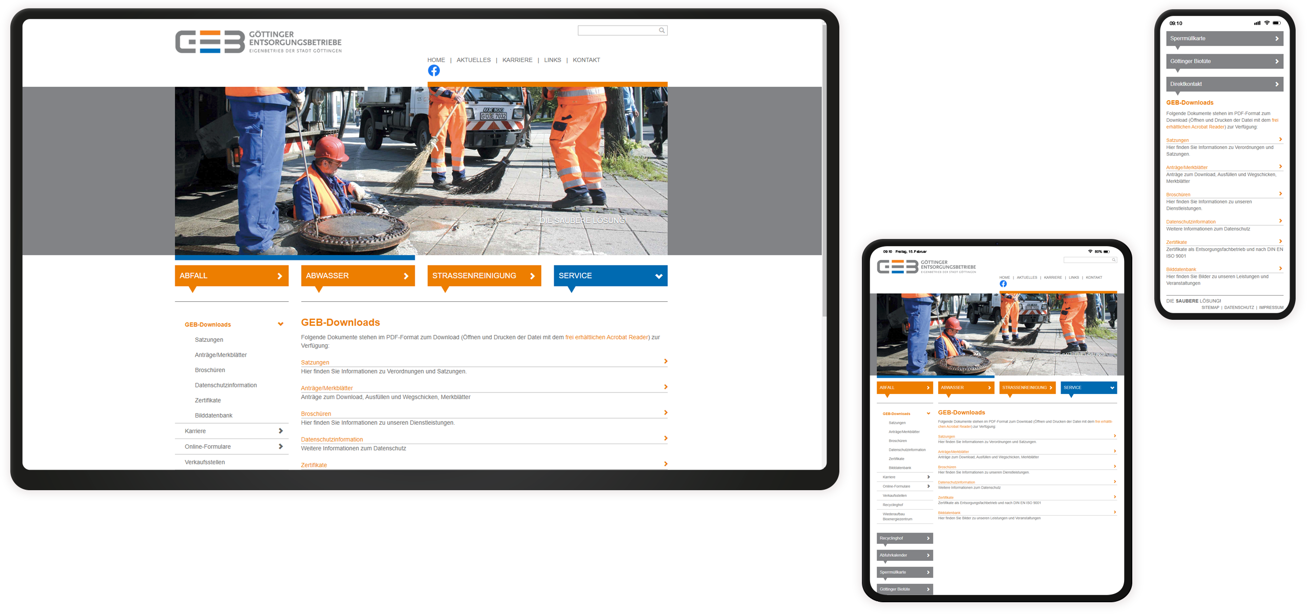 Downloads Mockup GEB-Website: Downloadbereich