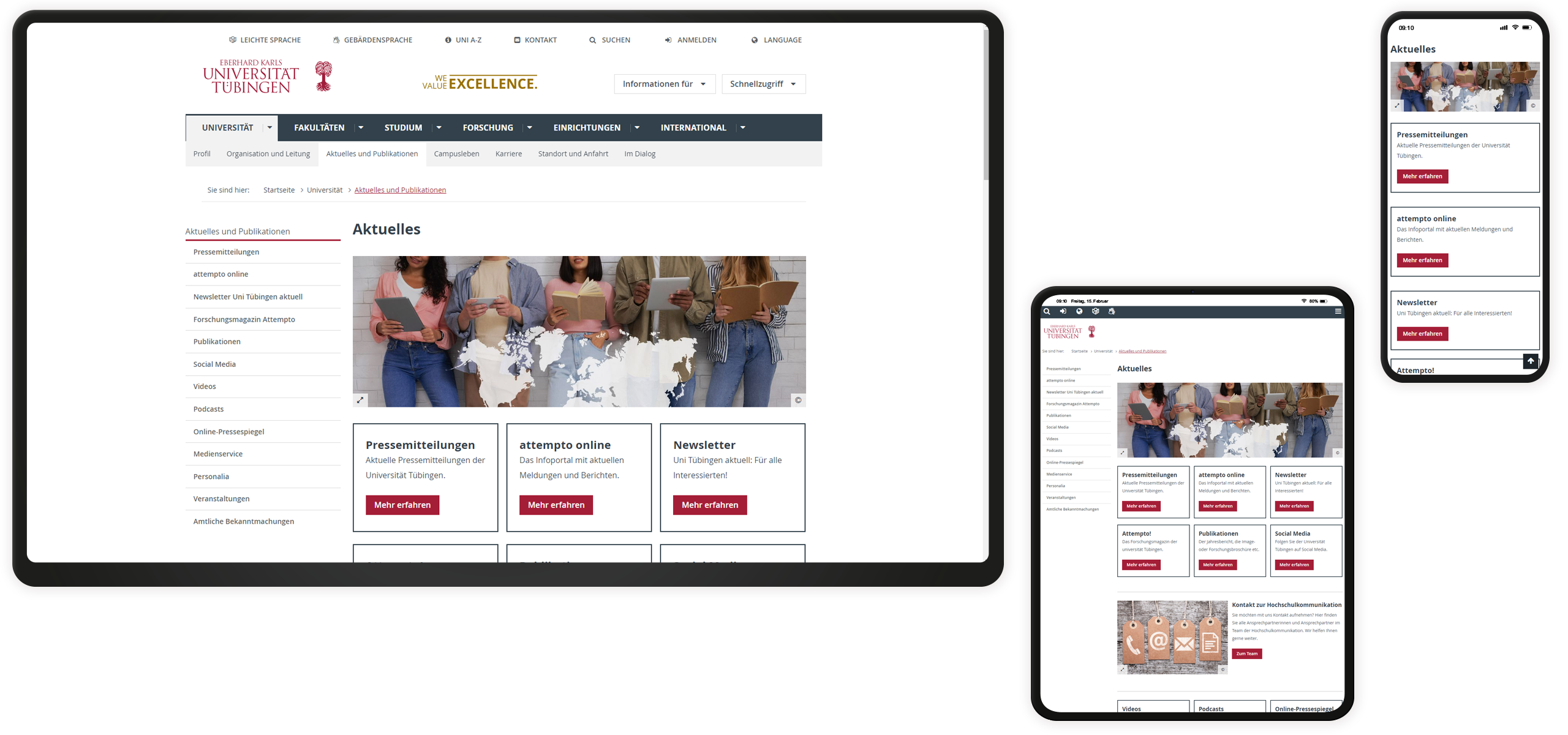 News-Portal Universität Tübingen Mockup News-Portal