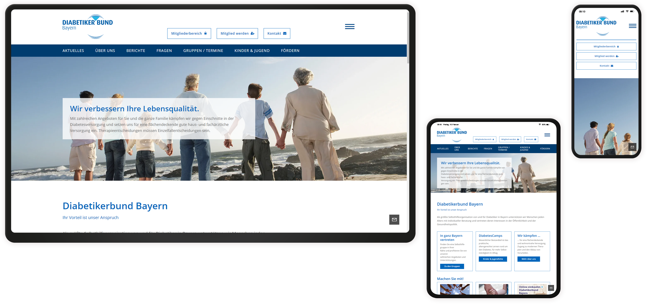 Startseite Mockup Diabetikerbund Bayern-Website: Startseite