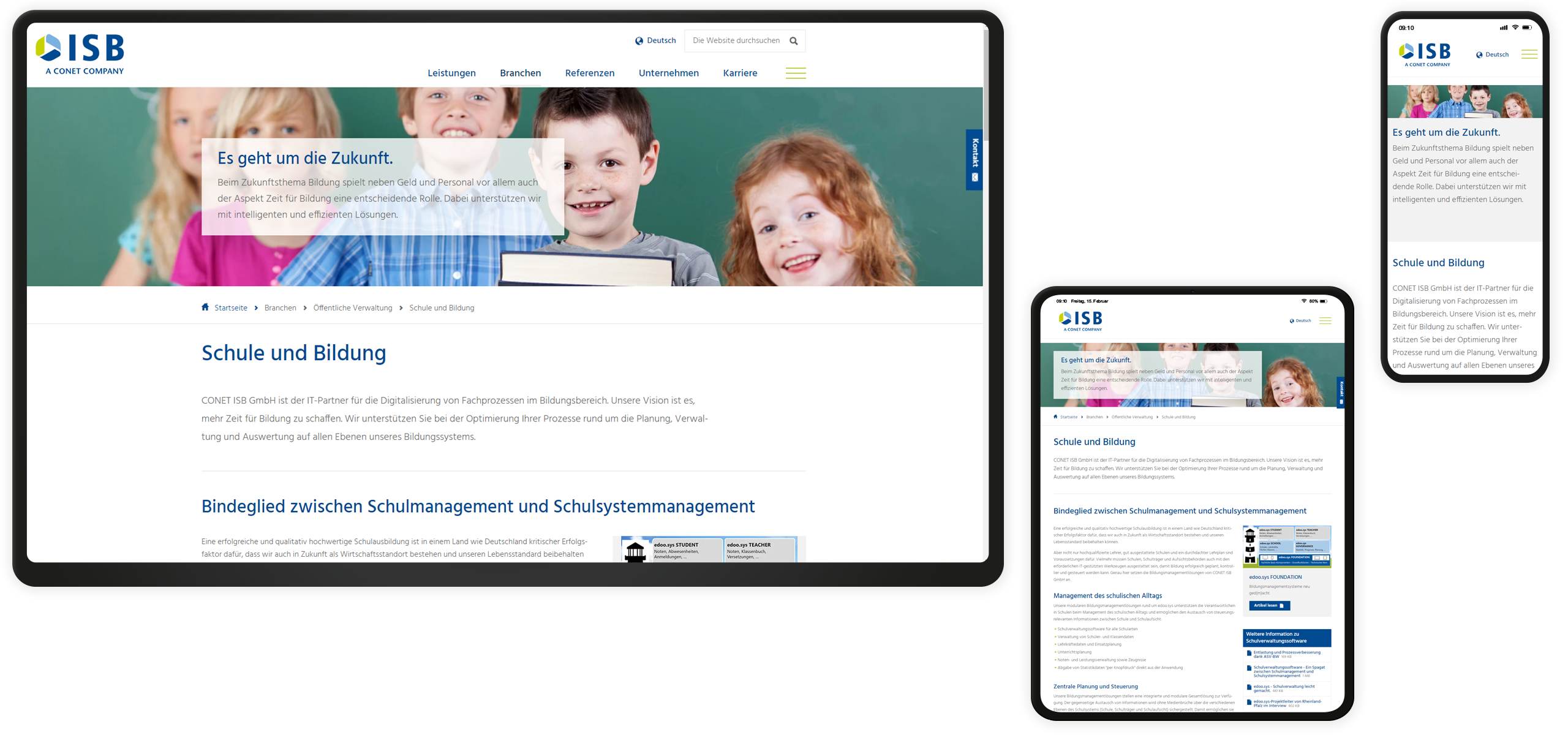 Mockup ISB-Website: Textseite