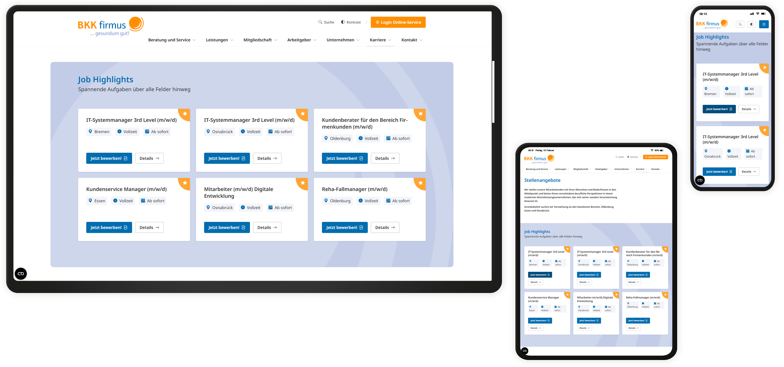 Website BKK firmus Job-Highlight-Elemente