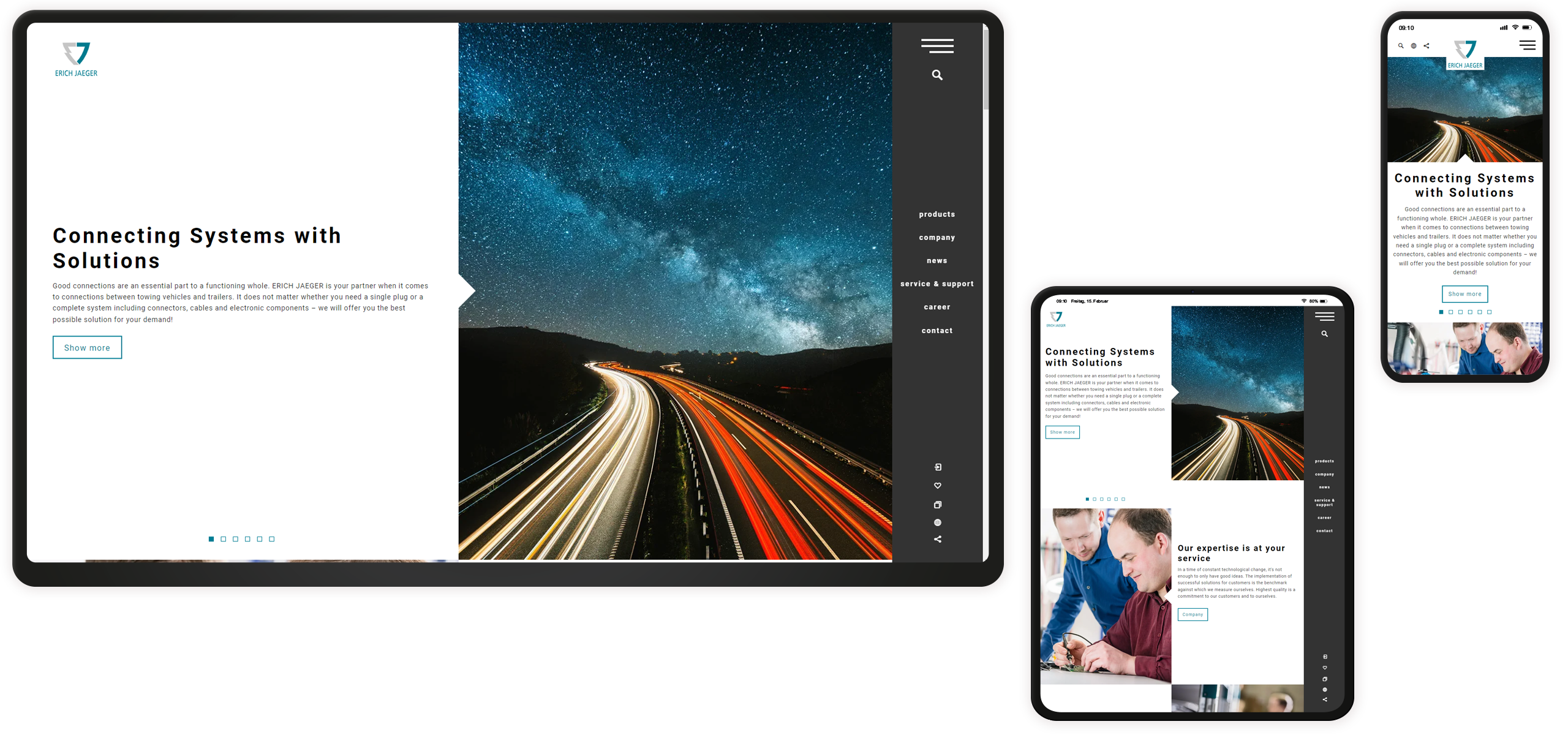Mockup Erich Jaeger-Website: Startseite