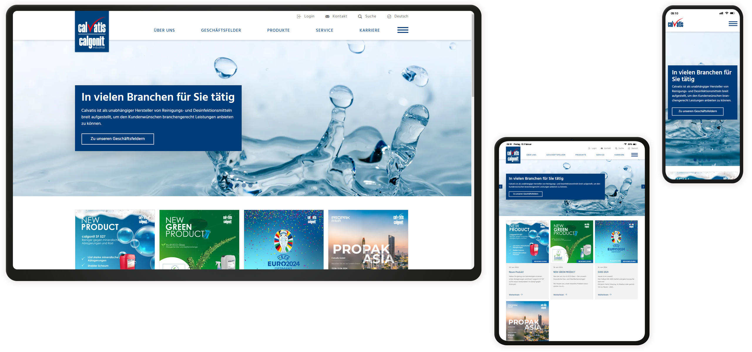 Mockup Calvatis-Website: Startseite