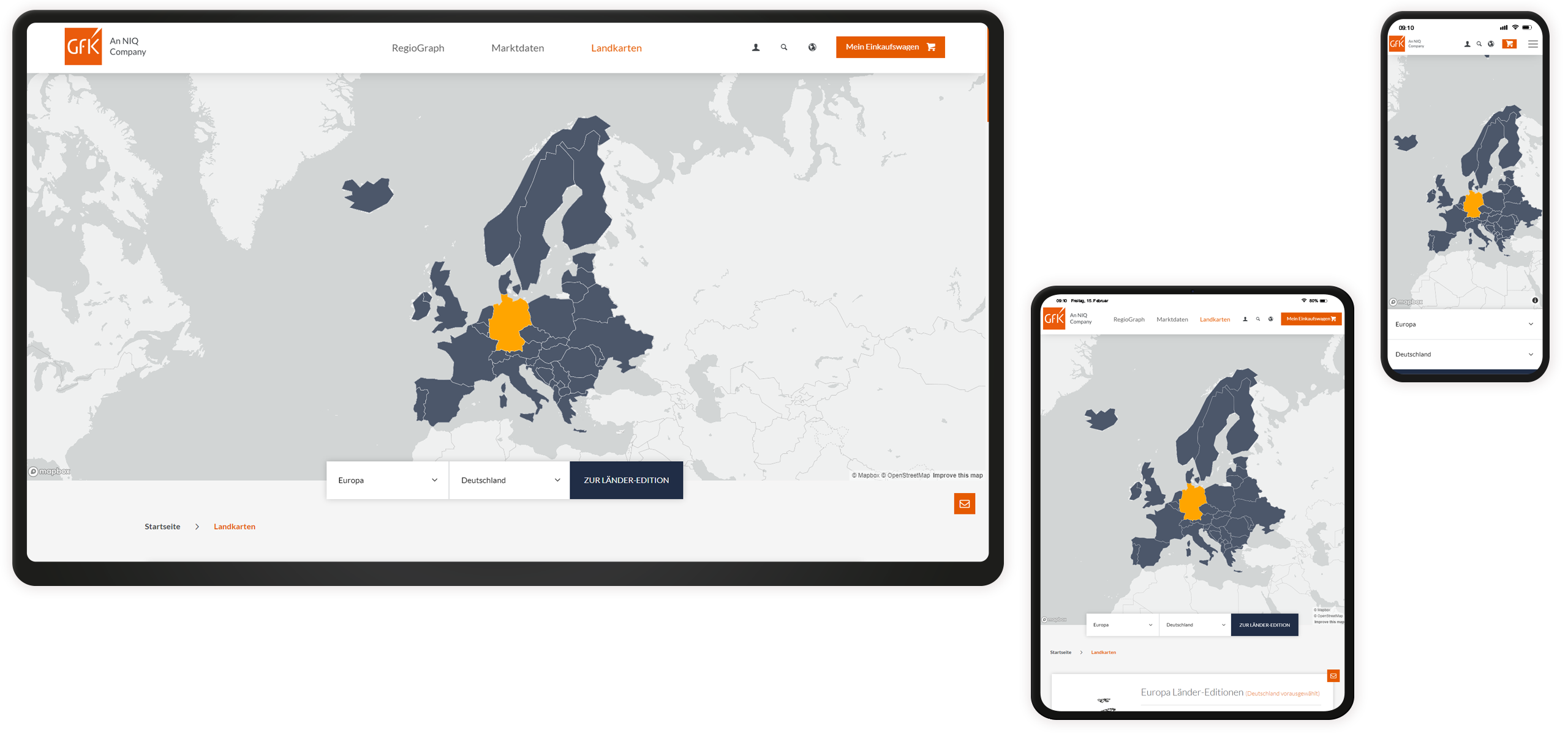 Mockup GfK-Website: Interaktive Landkarte