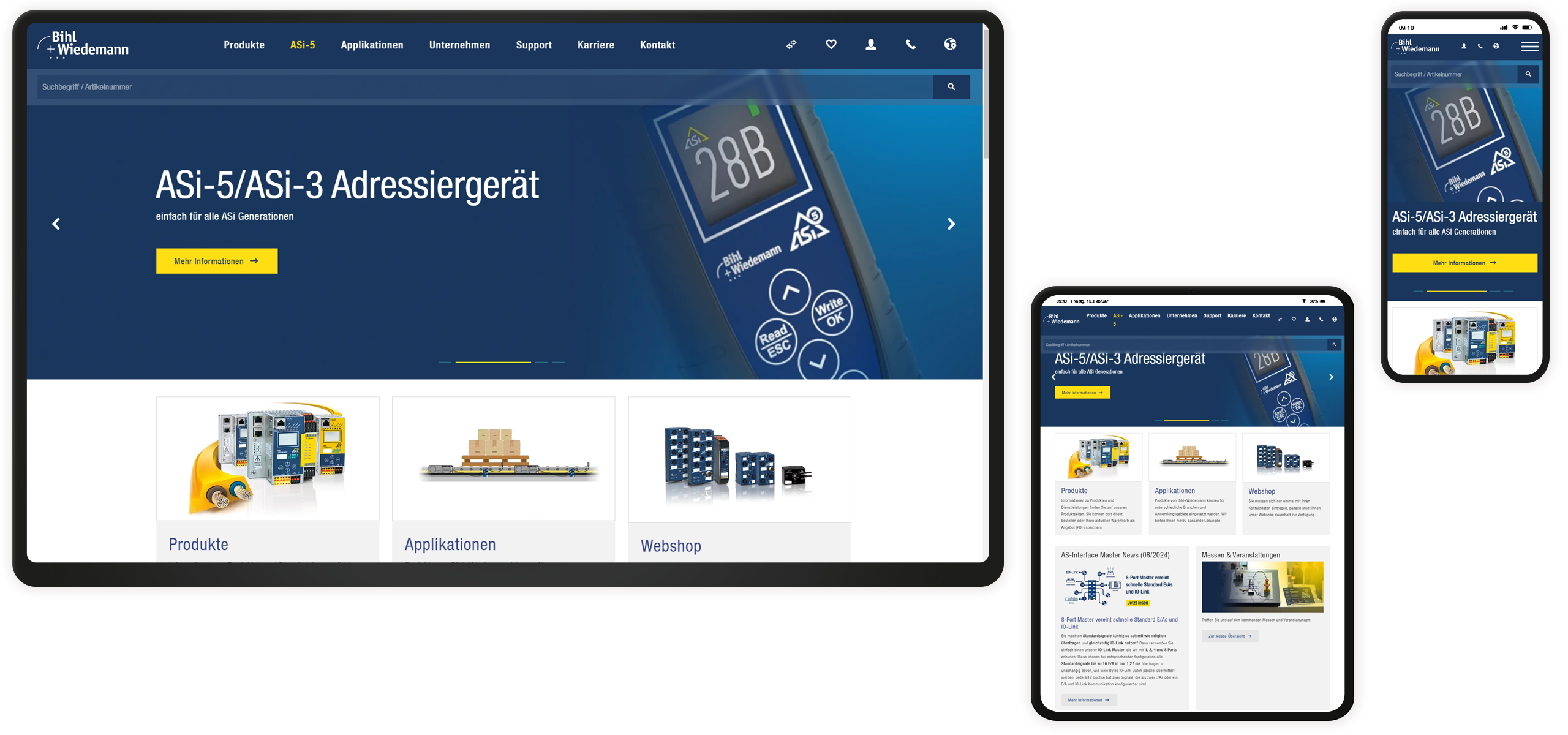 Startseite Mockup Bihl+Wiedemann-Website: Startseite