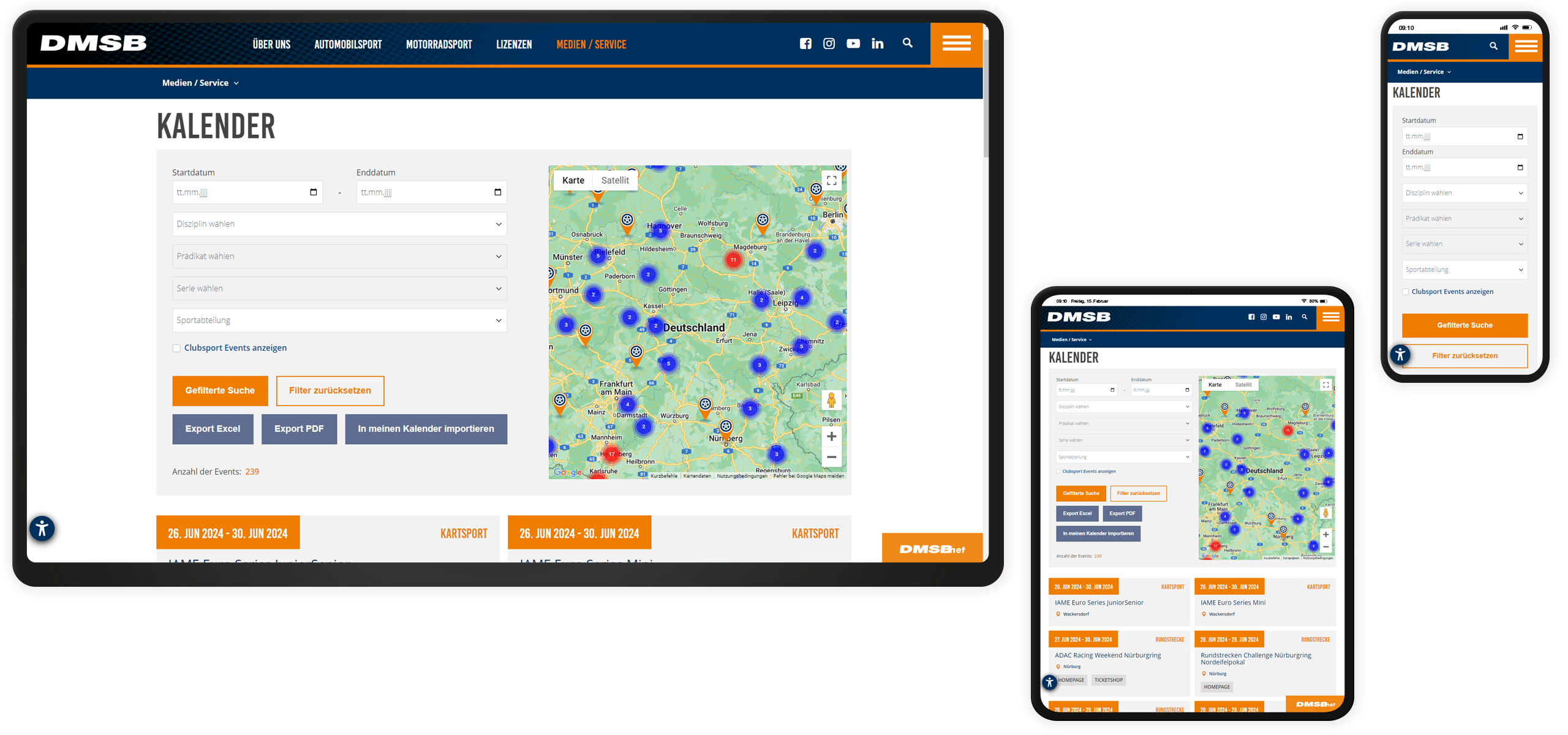 Mockup DMSB-Website: Veranstaltungskalender