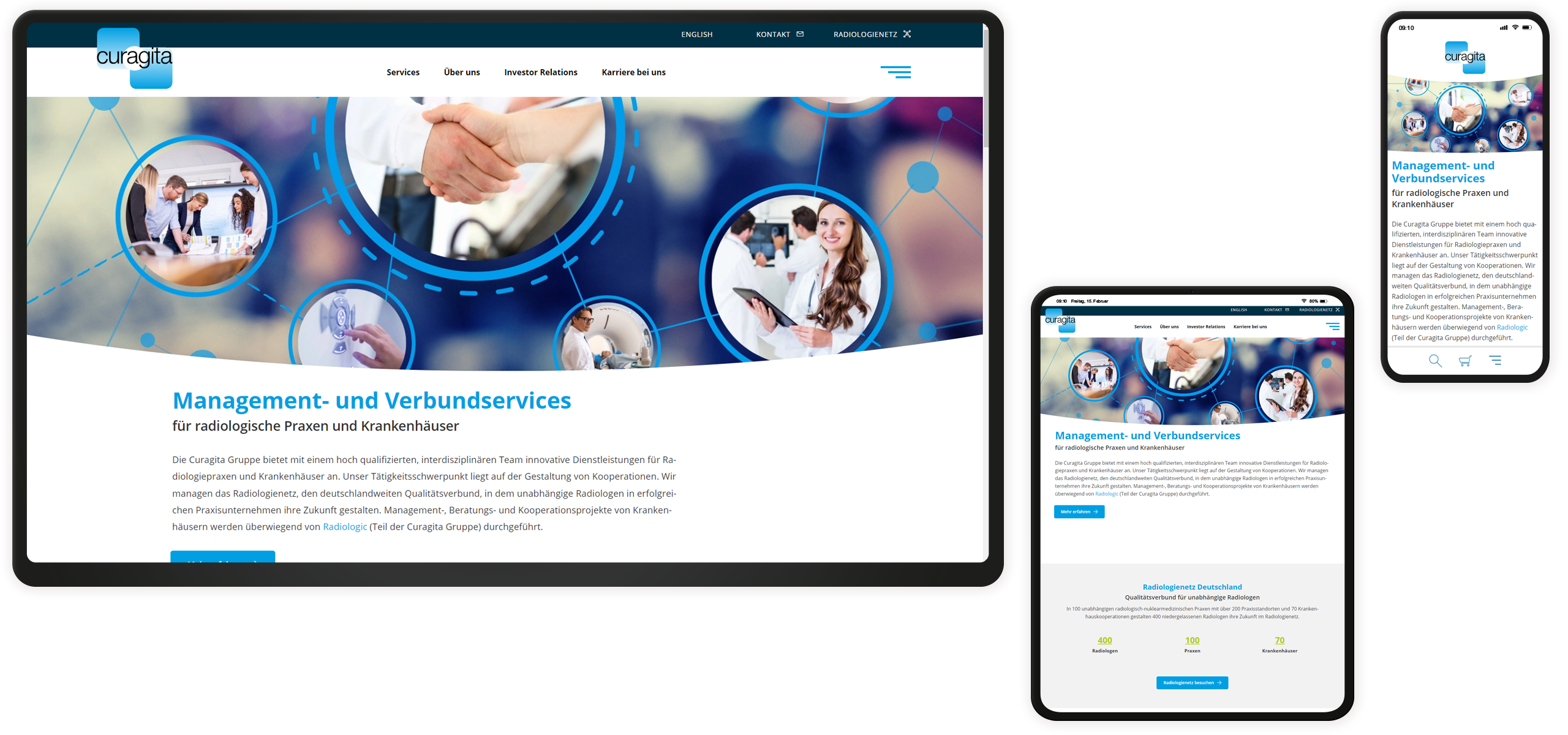 Mockup curagita-Website: Startseite