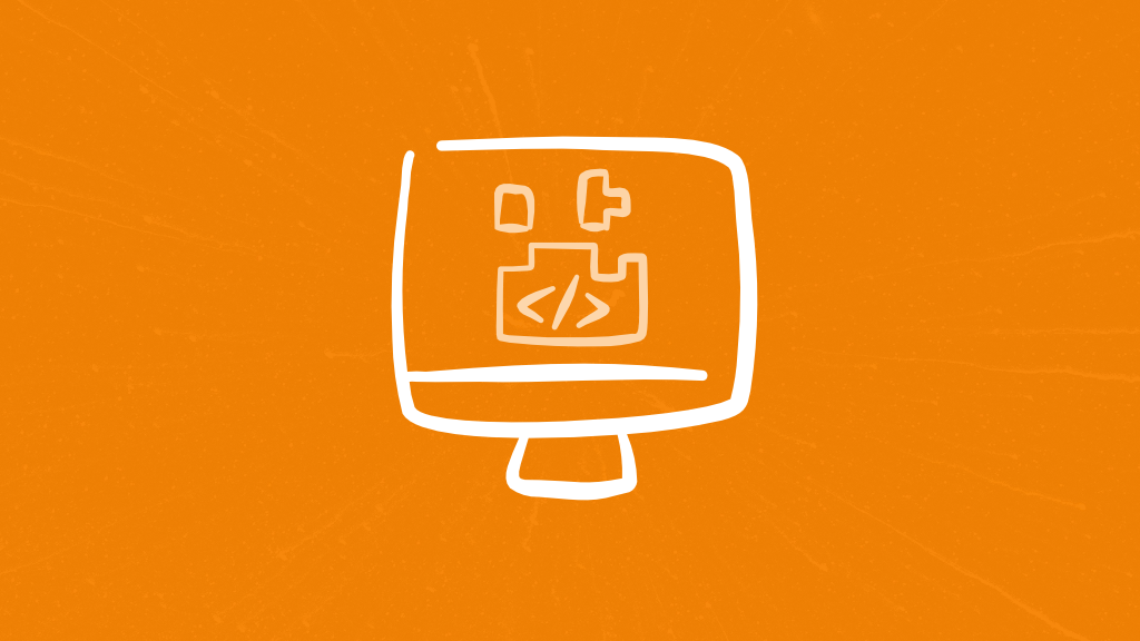 Illustration eines Desktop-Computers mit Bausteinen