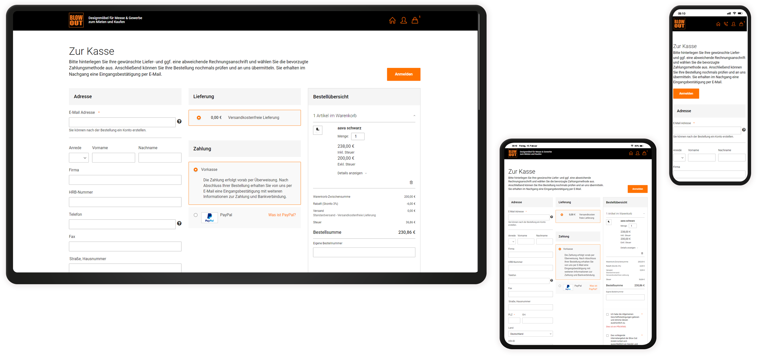 Checkout Mockup Blow Out-Website: Checkout