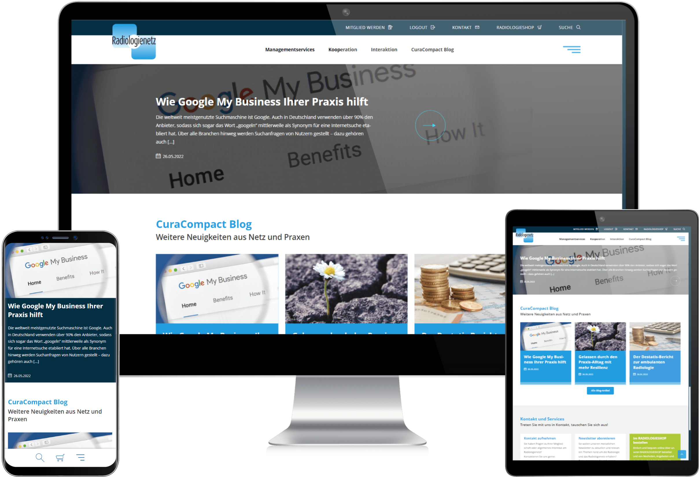 Blog Mockup Radiologienetzwerk-Website: Blog Übersicht
