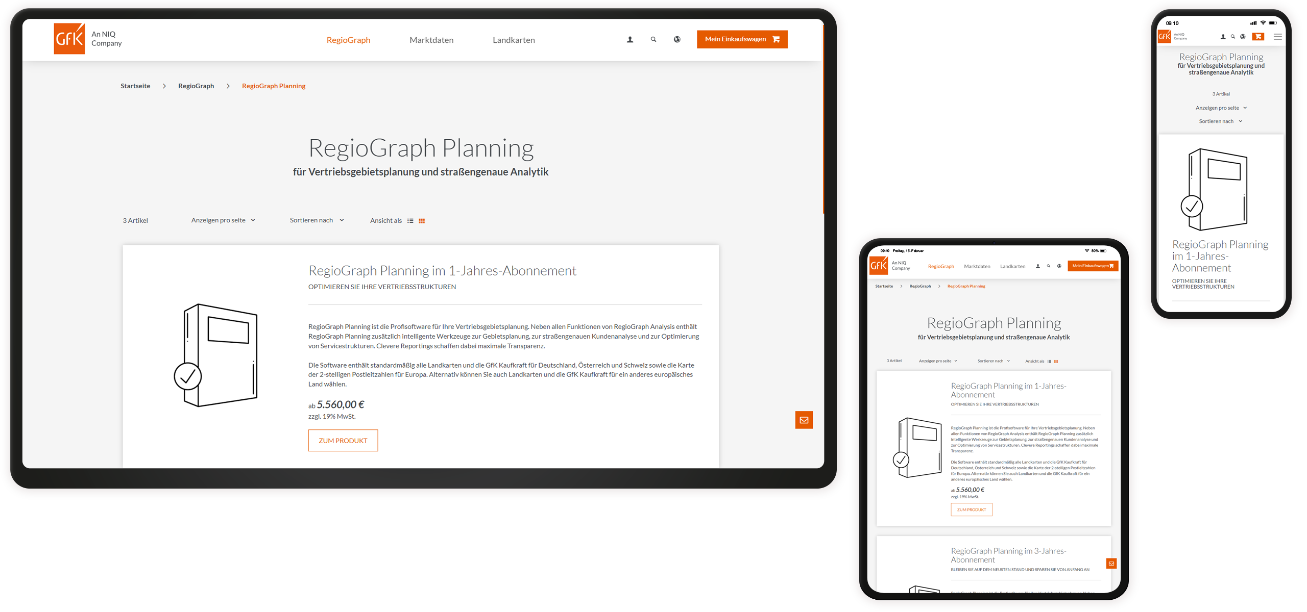 Mockup GfK-Website: Produktdetailseite