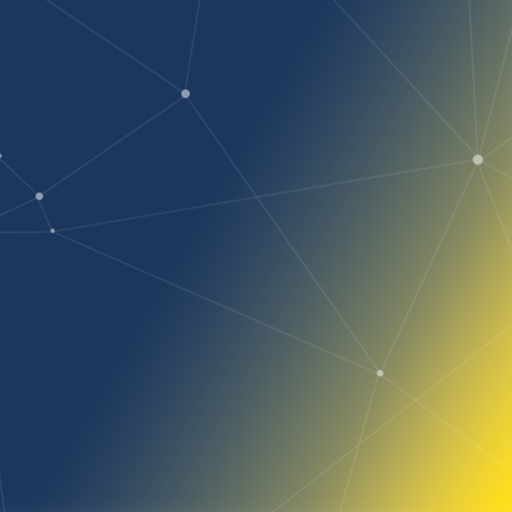 Illustration eines simplen Netzwerks in Blau- und Gelbtönen