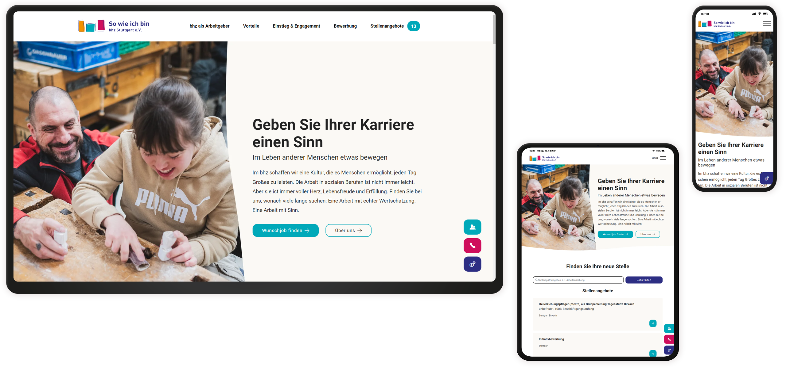 Mockup der Karriere-Startseite des bhz