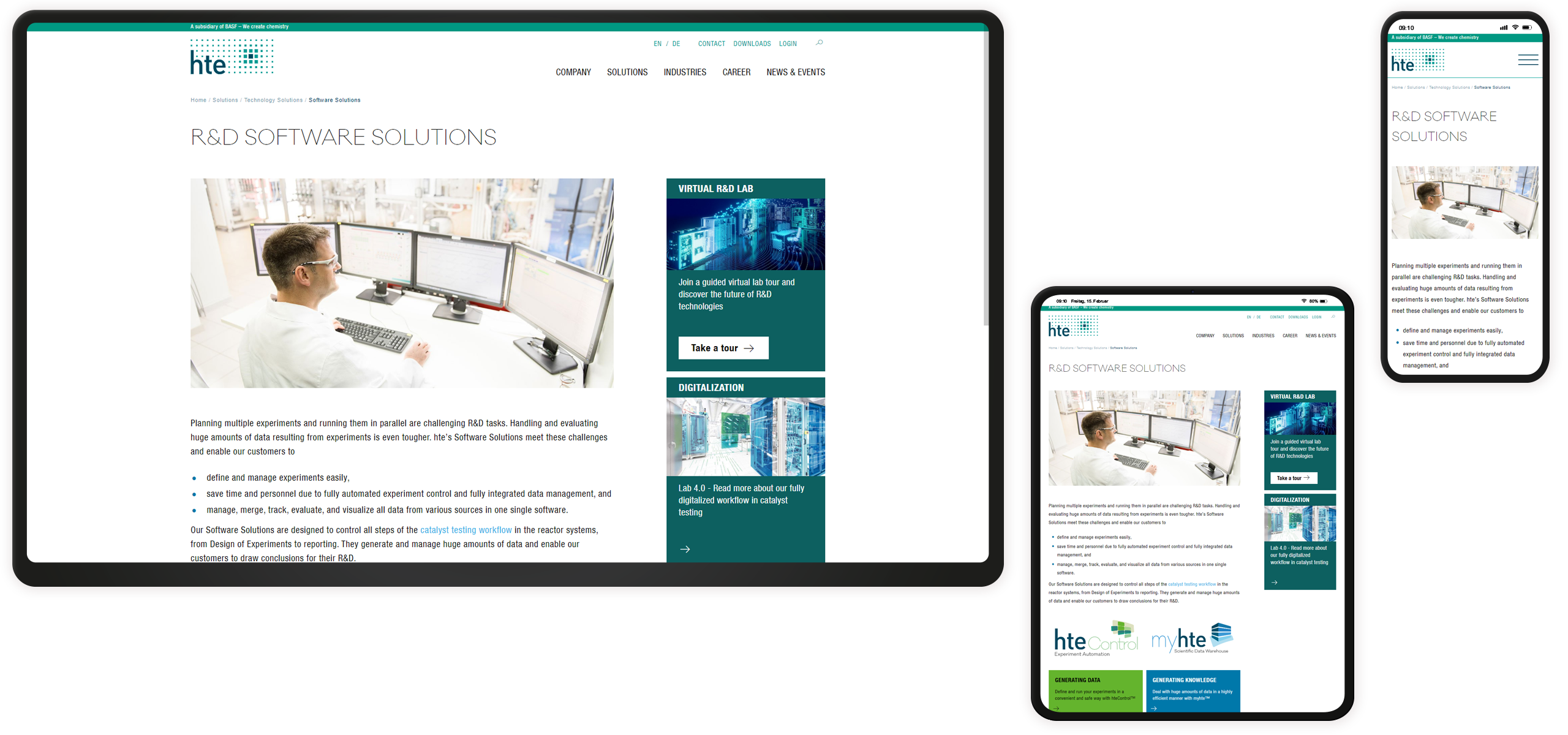 Mockup hte-Website: Textseite Softwarelösungen