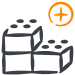 Gestapelte Blocksteine mit Plus-Symbol