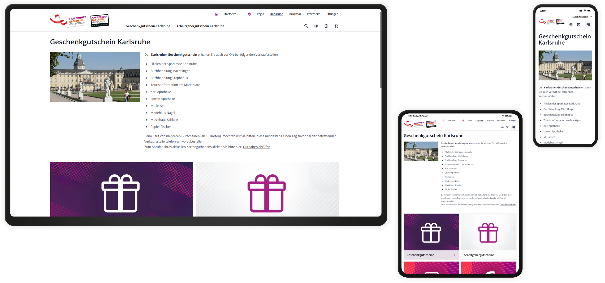 Startseite Mockup Gutscheinshop: Startseite