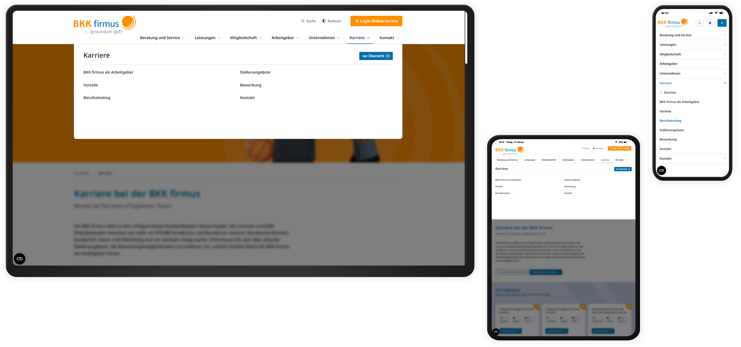 Website BKK firmus Navigation