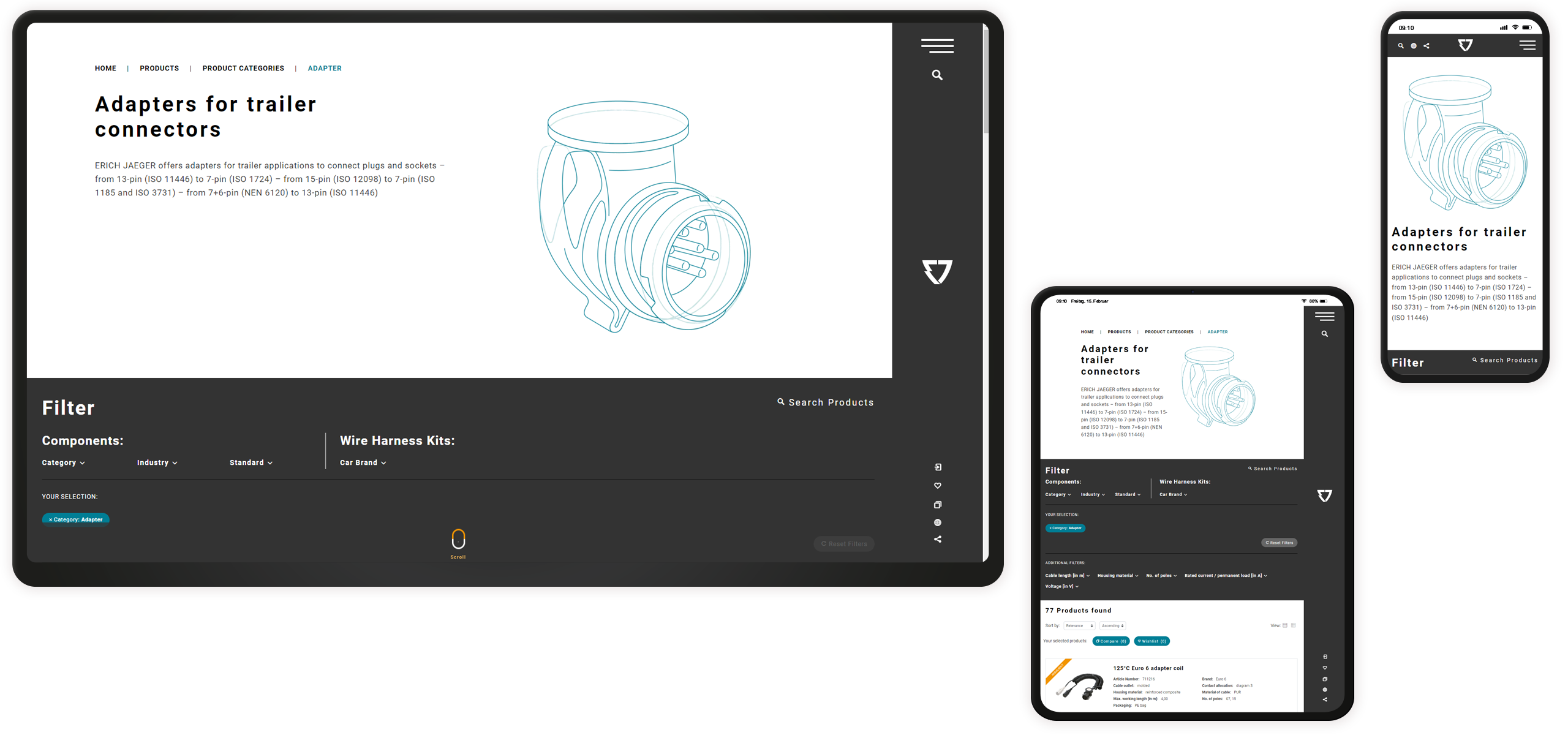 Mockup Erich Jaeger-Website: Product Categories Detail