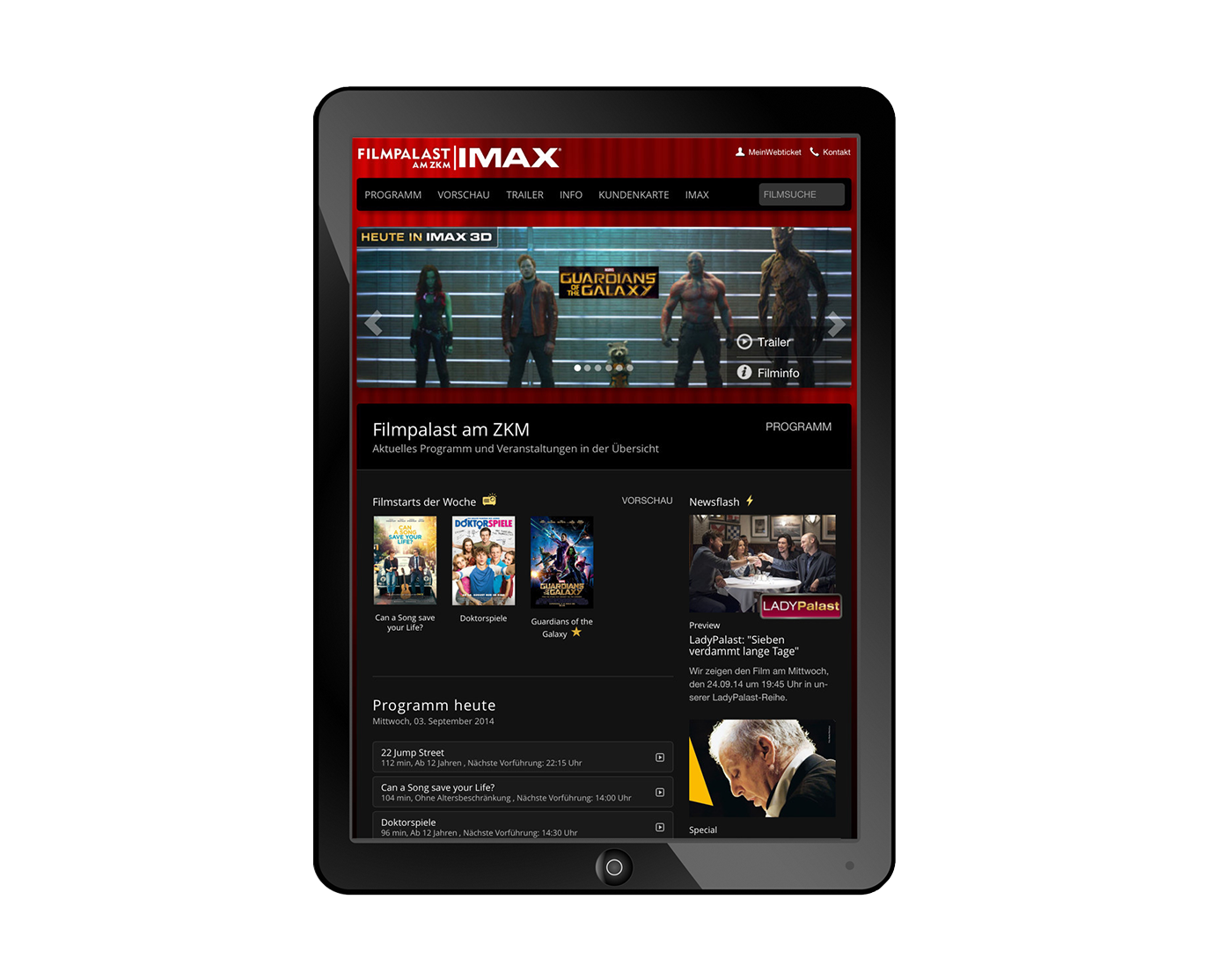 Bildmontage Filmpalast am ZKM GmbH & Co. KG Tablet Startseite