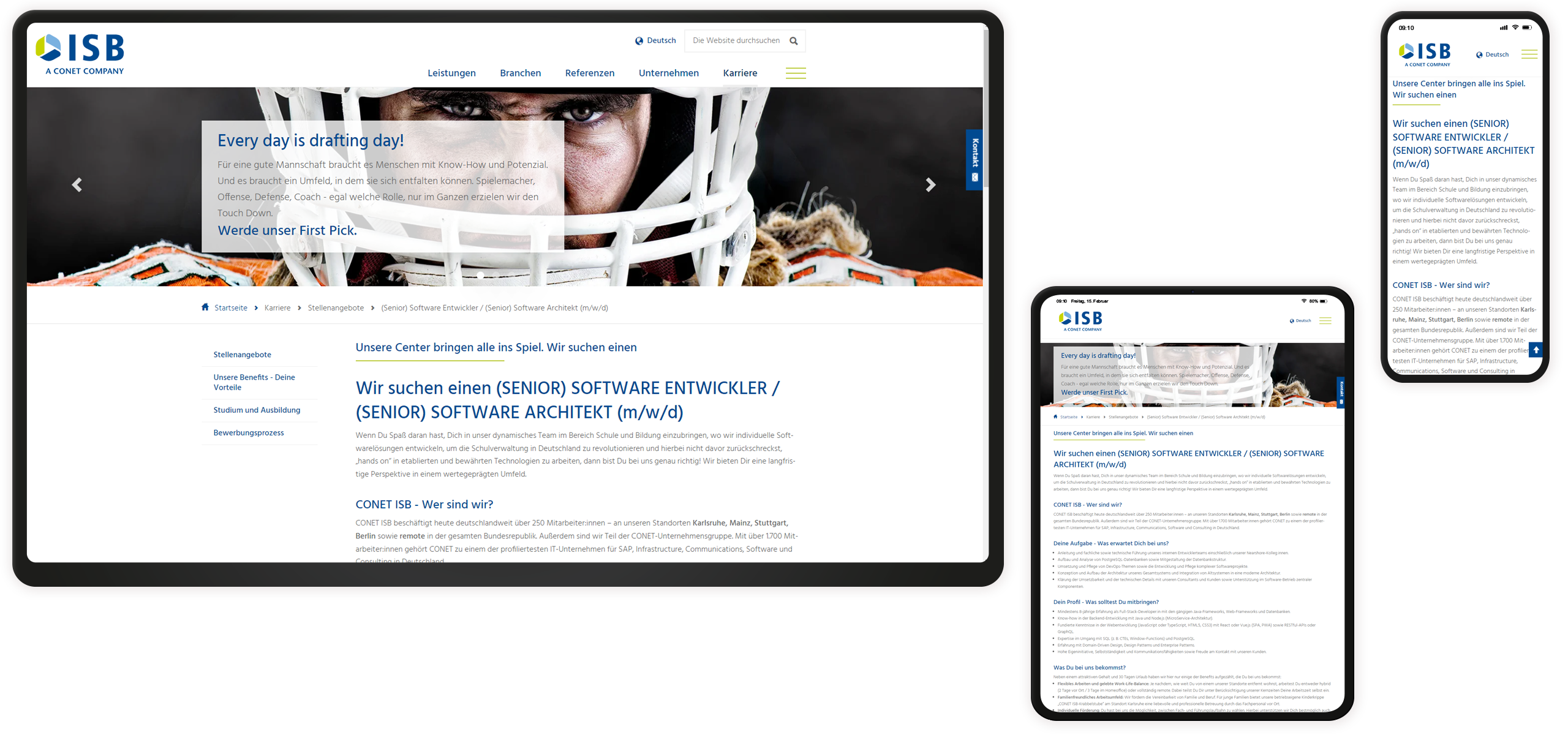 Mockup ISB-Website: Stellenangebot Detailseite