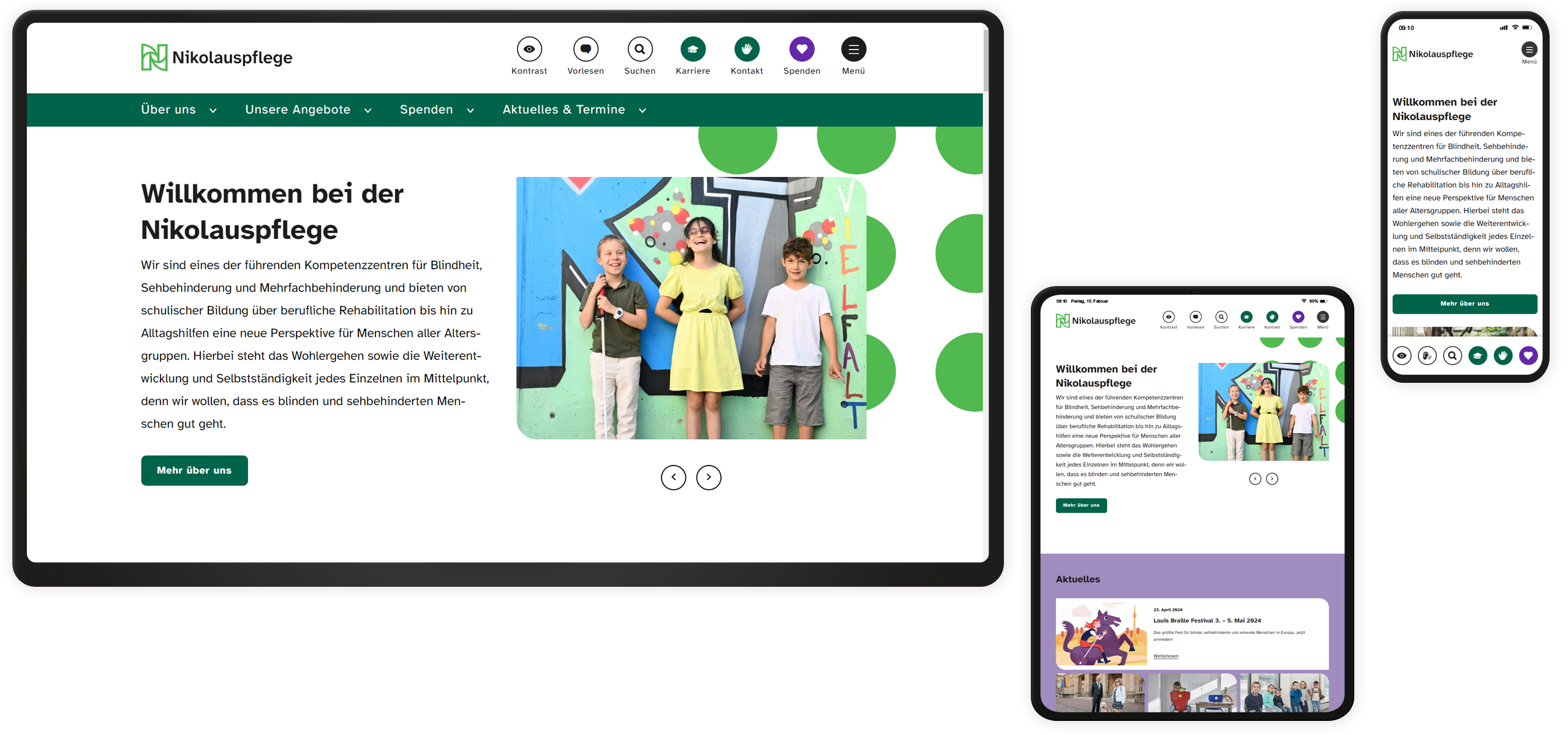 Startseite Mockup der Startseite der Nikolauspflege