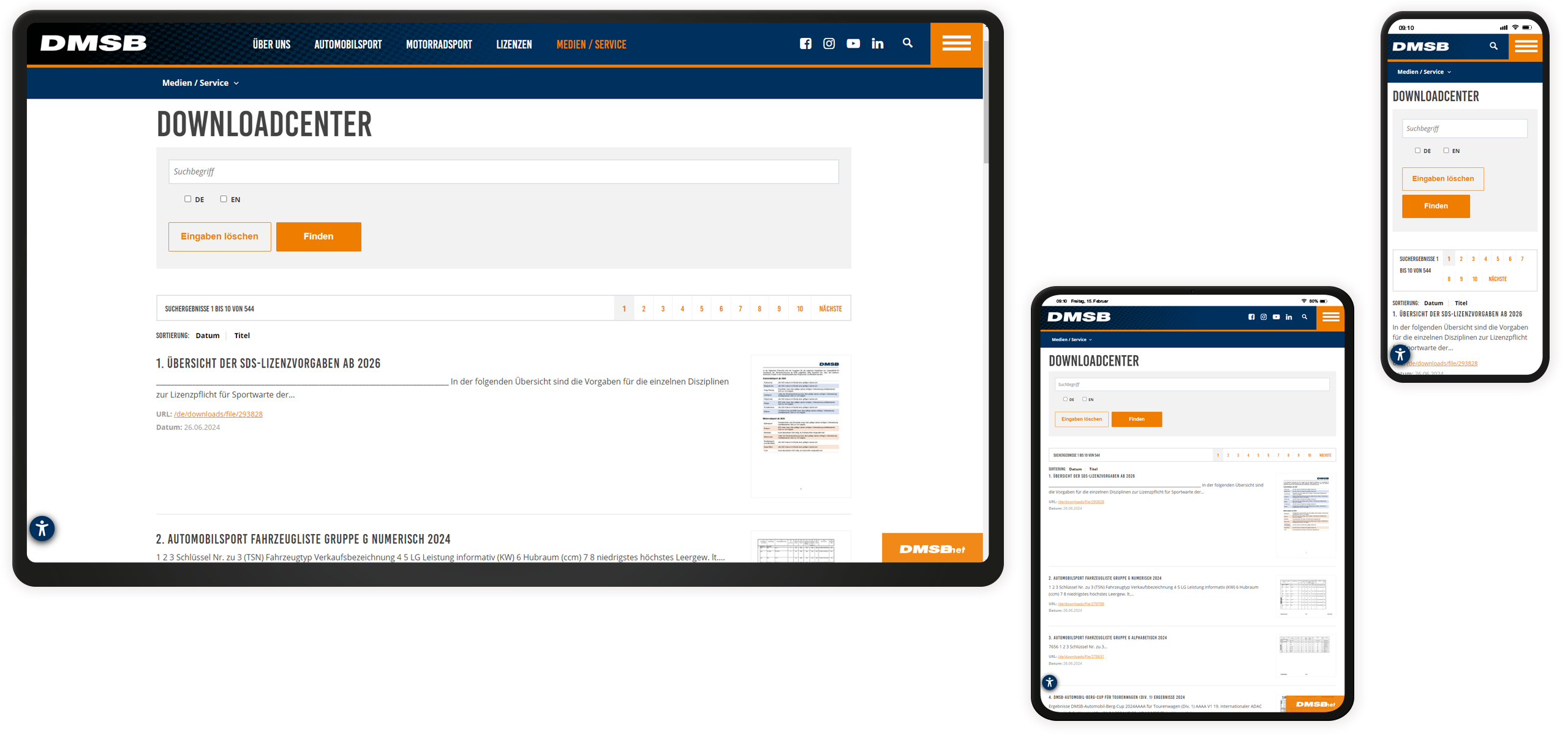 Mockup DMSB-Website: Downloadcenter