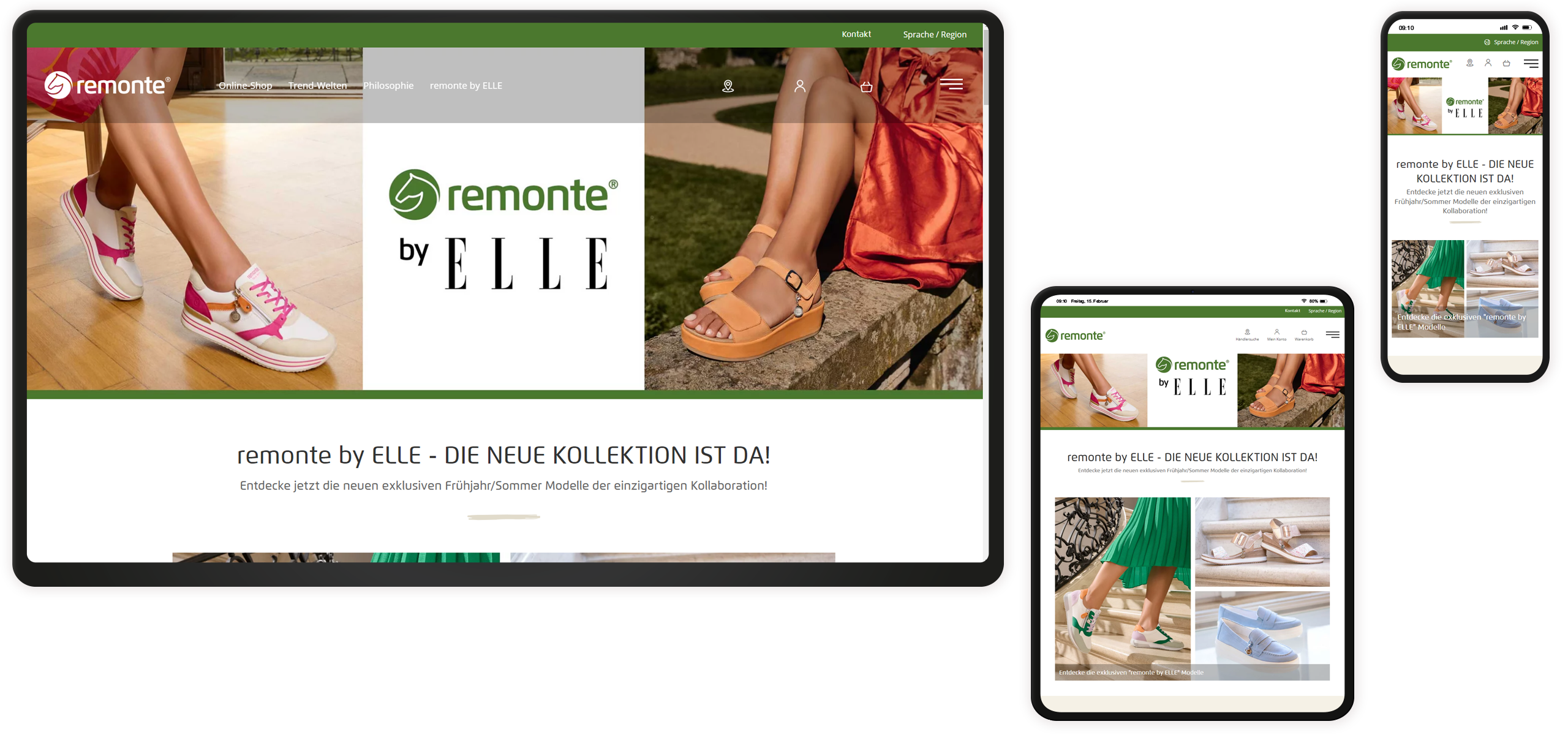 Mockup Remonte-Website: Startseite