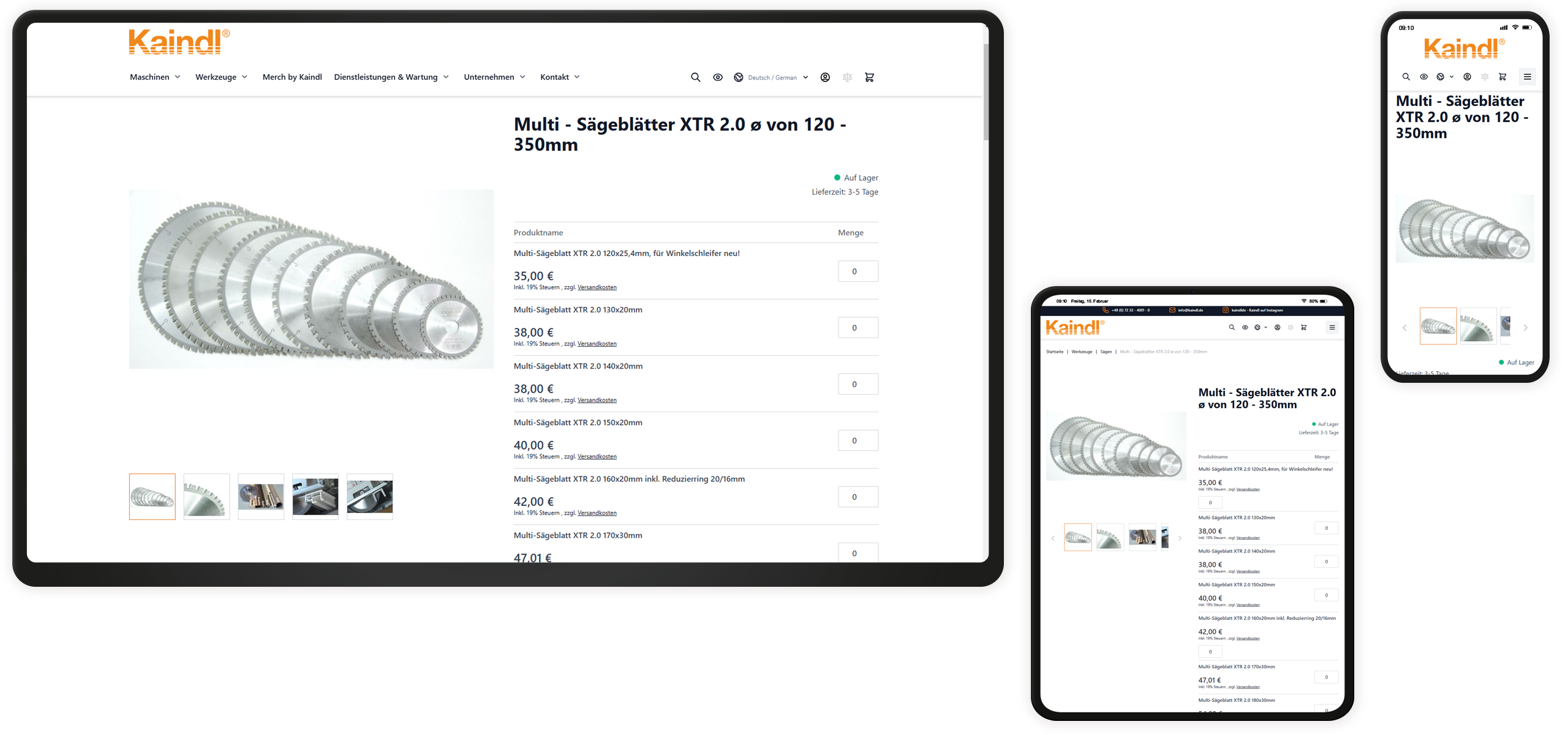 Mockup Kaindl: Produktdetails