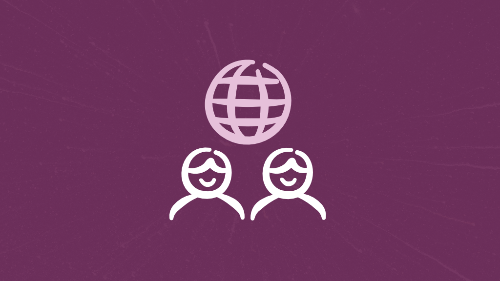 Illustration von zwei Strichmenschen vor einer Weltkugel