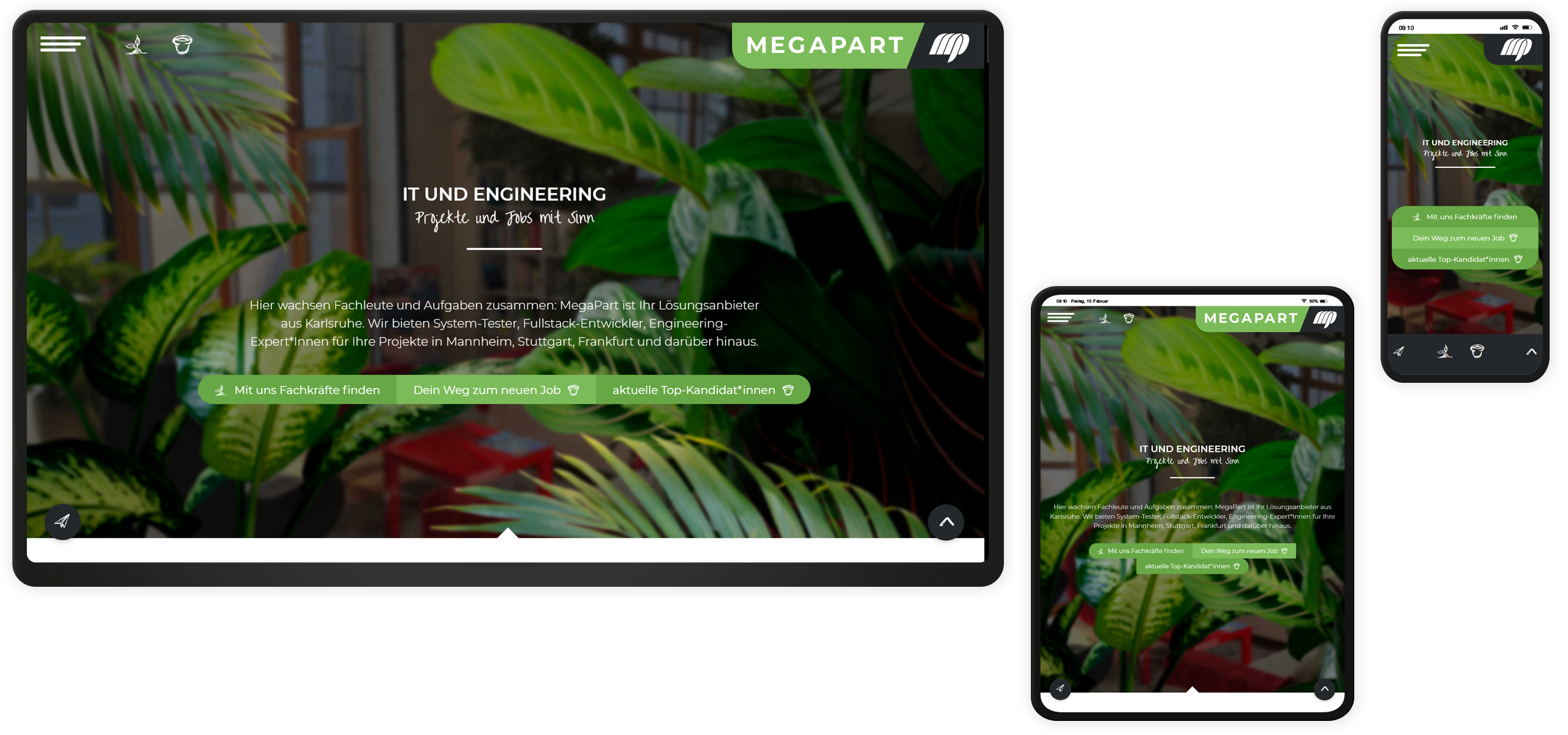 Mockup MegaPart-Website: Startseite